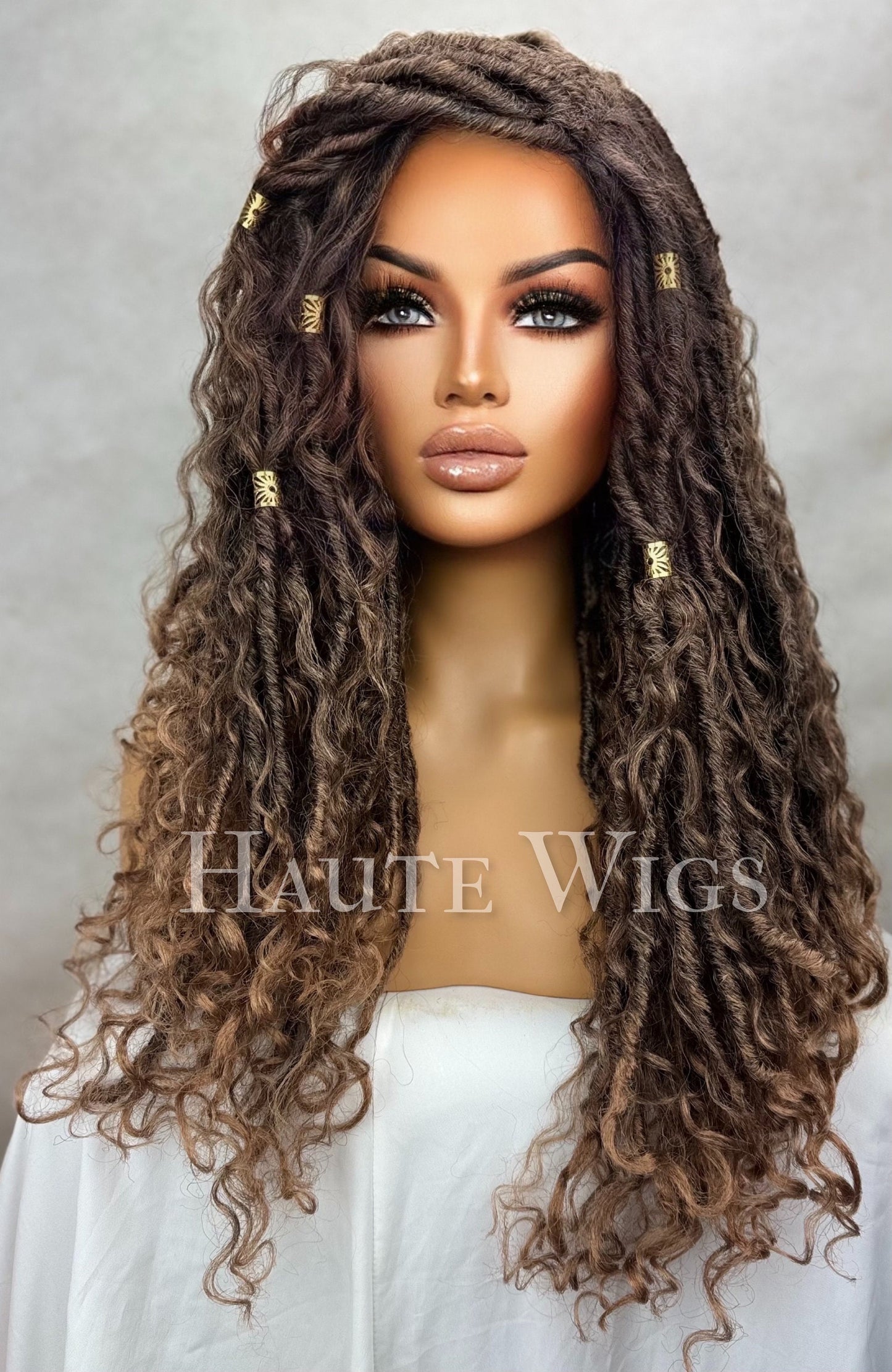 Redemption Wig - Dark Brown Locs 26 Inch Dreadlock Dreads Wig lace Front Baby Hair Human Hair Blends HD Lace Womens Mens Wig Eye Catching