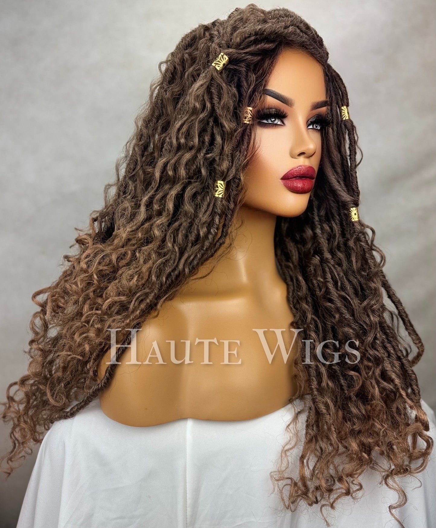 Redemption Wig - Dark Brown Locs 26 Inch Dreadlock Dreads Wig lace Front Baby Hair Human Hair Blends HD Lace Womens Mens Wig Eye Catching