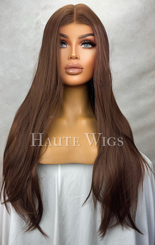Brown Sugar Lace Front Wig: Long Layered Golden Brown Hair
