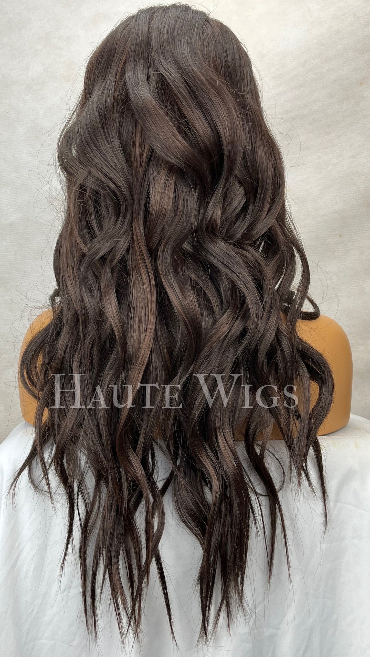 Long Wavy Dark Brown Wig: Lace Front, Side Part