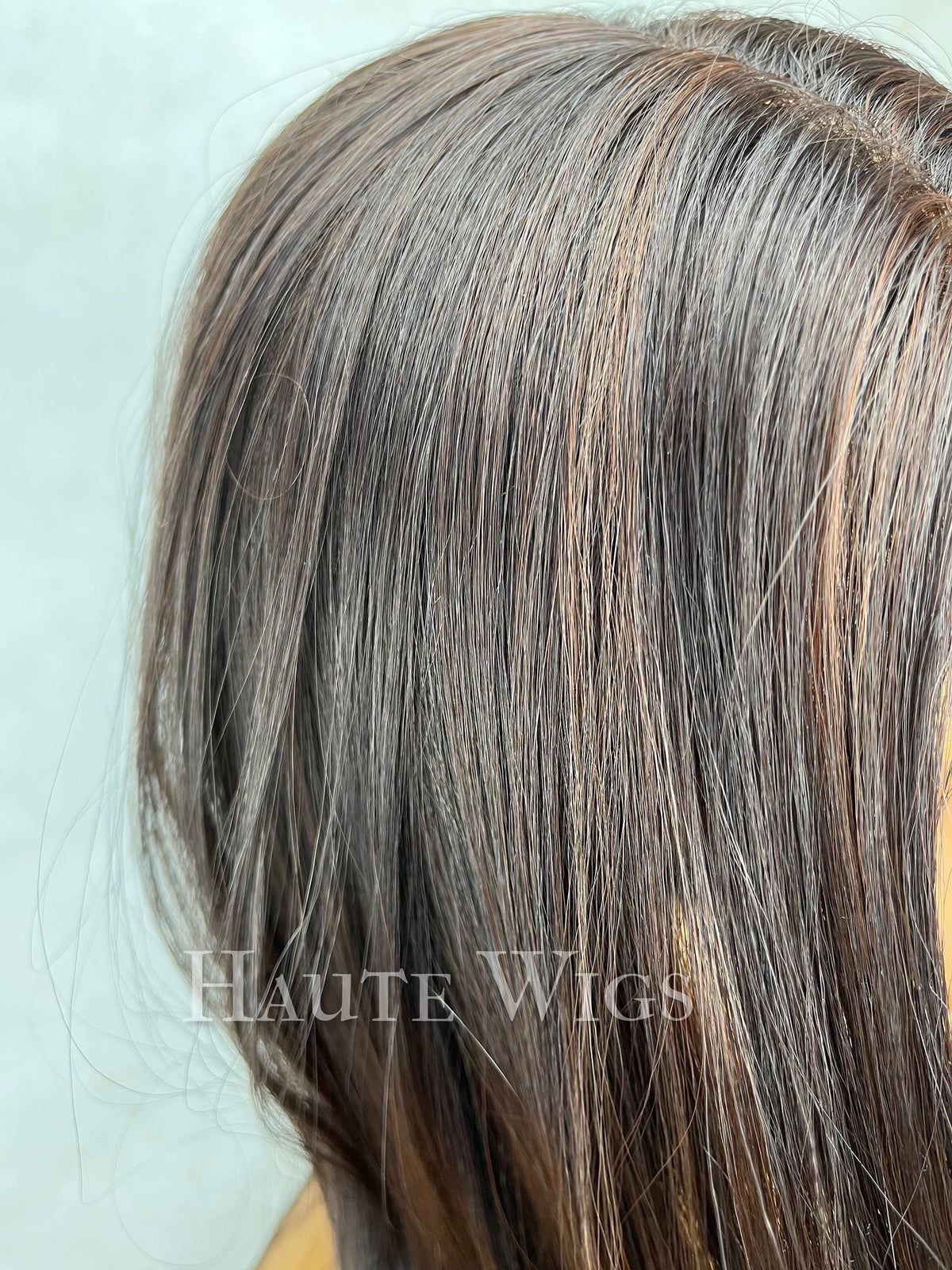 Long Layered Brown Wig: Golden Highlights, T-Part Lace Front, 20 Inch