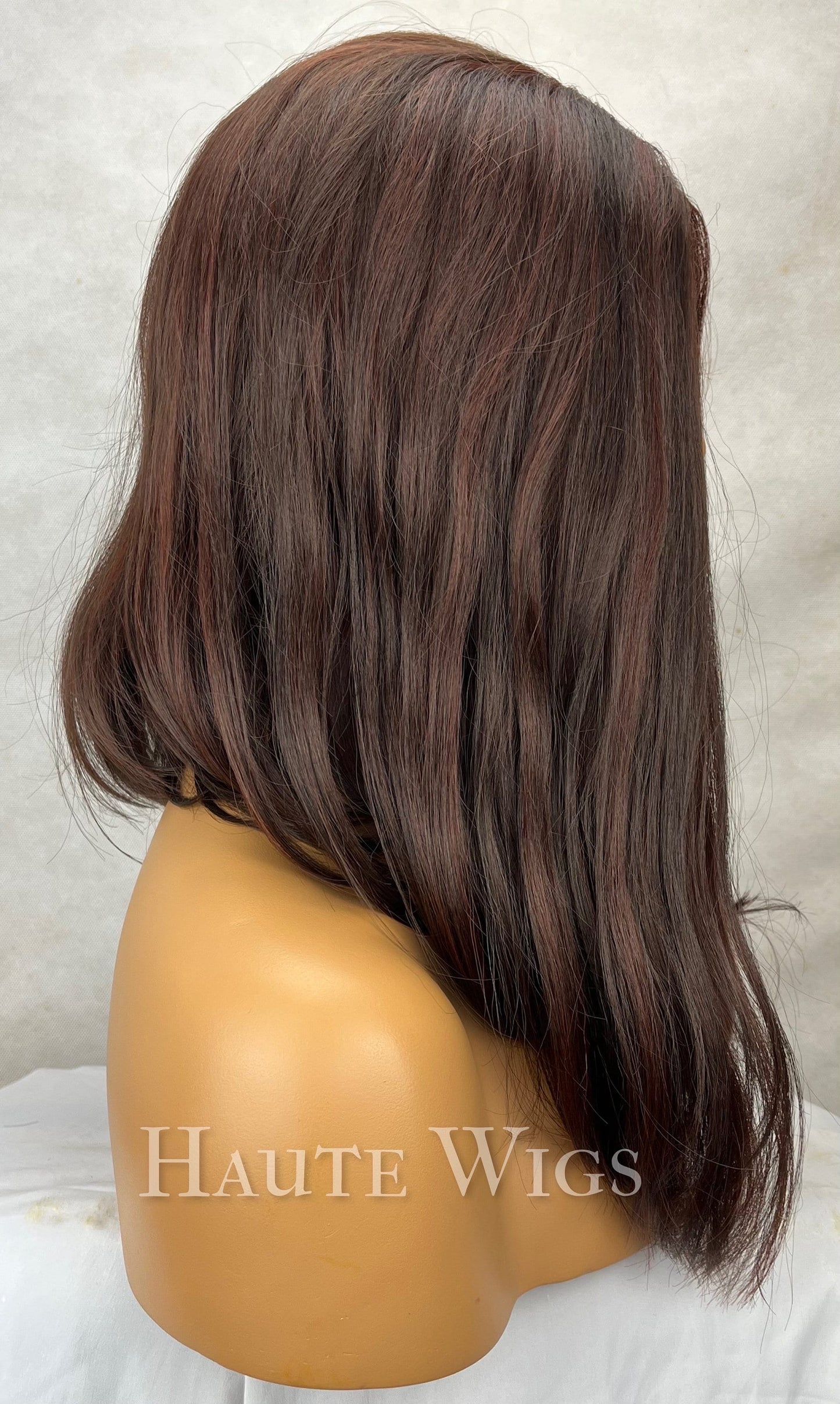 16 Inch Brown Balayage Bob Wig: Layered Lace Front Human Hair Blend