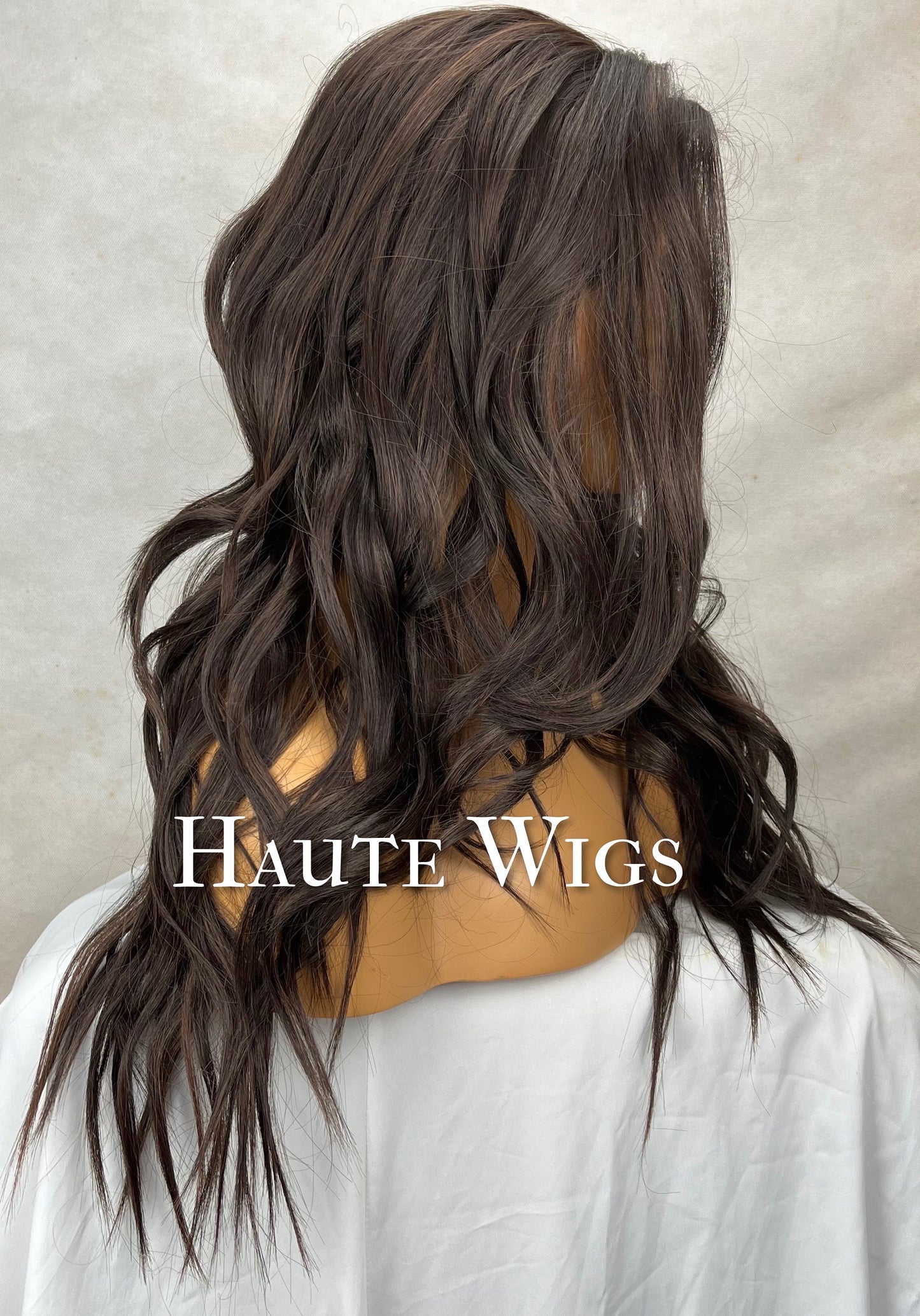 Long Wavy Dark Brown Wig: Lace Front, Side Part