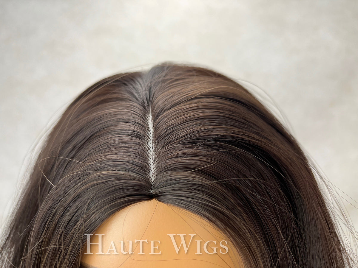 Long Golden Brown Wavy Wig: Layered Ombré Brunette, No Lace Front