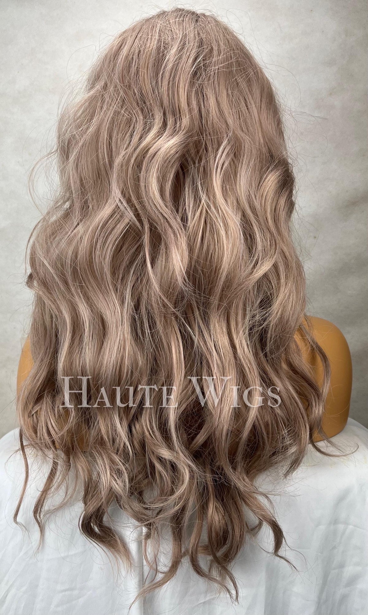 Baby Doll - Wavy bangs Natural COOL Tone Ash Blonde Wig No ombré Womens Long Wig NO Lace Front With fringe Realistic Gift for her