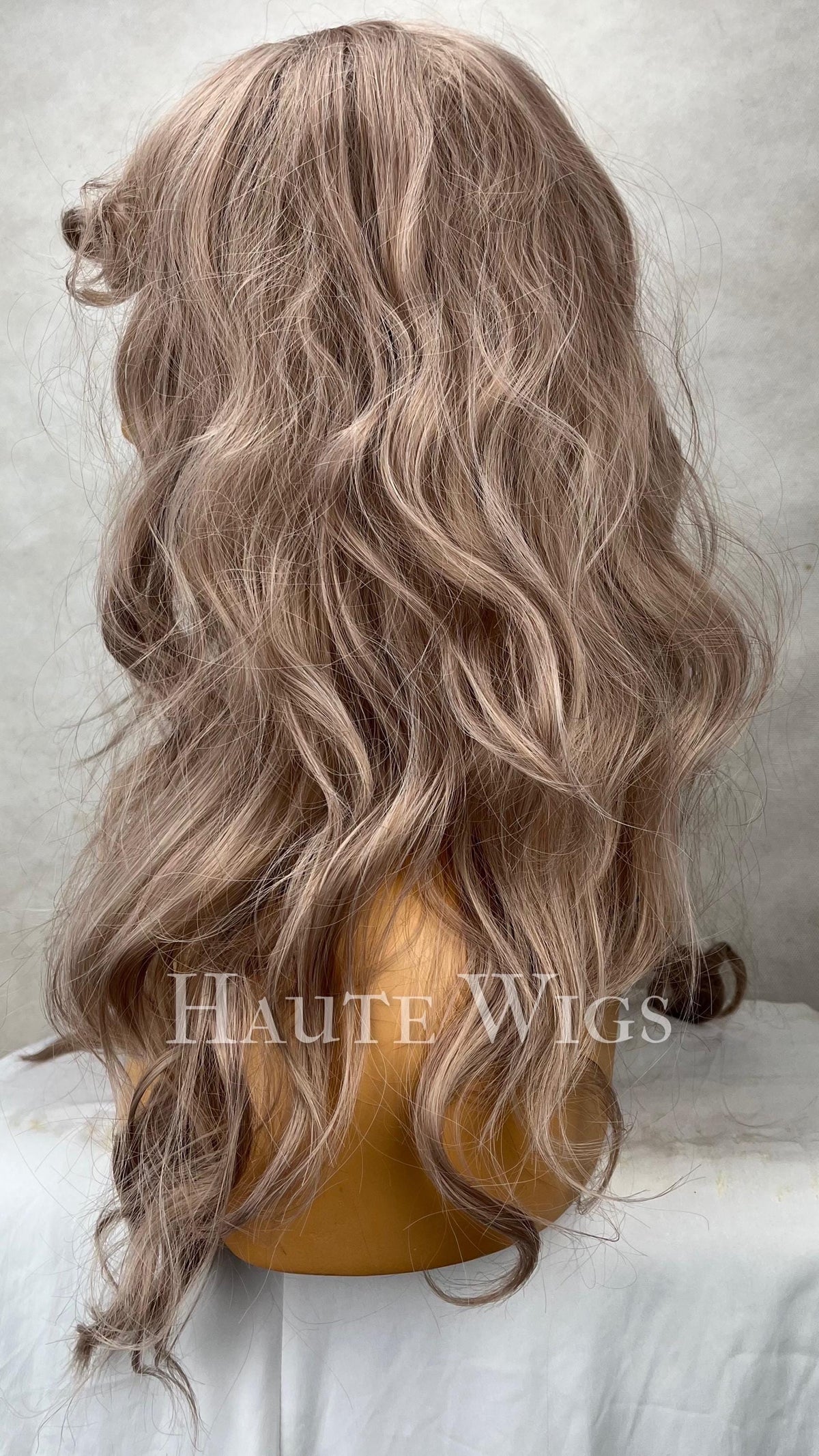 Baby Doll - Wavy bangs Natural COOL Tone Ash Blonde Wig No ombré Womens Long Wig NO Lace Front With fringe Realistic Gift for her