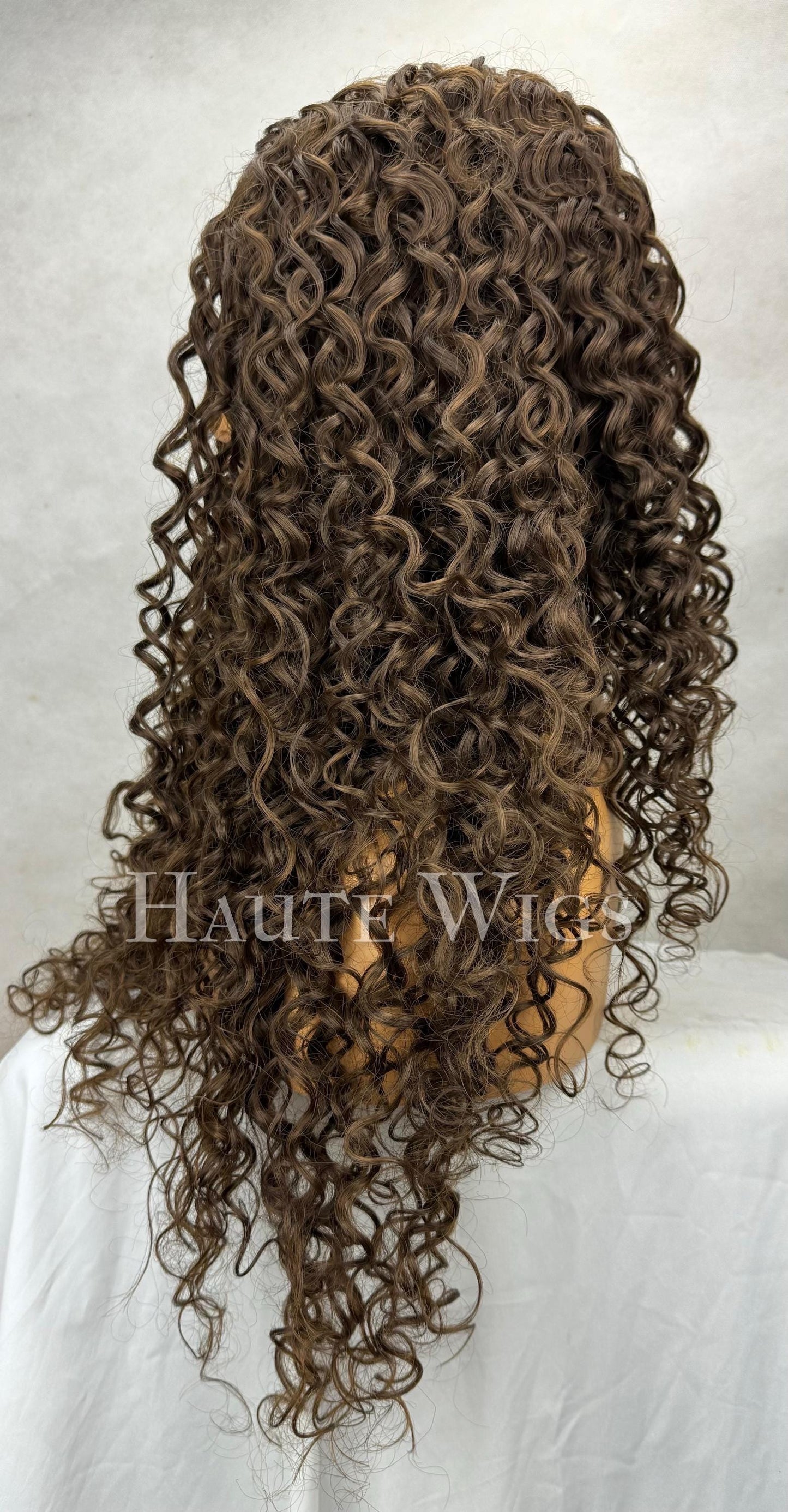 Brunette Curly Lace Front Wig: Brown Human Hair Blend