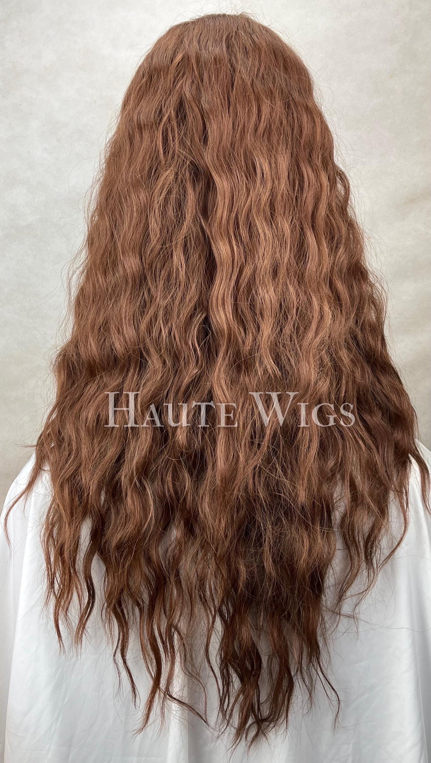 28 Inch Wavy Brown Wig: Lace Front Human Hair Blend