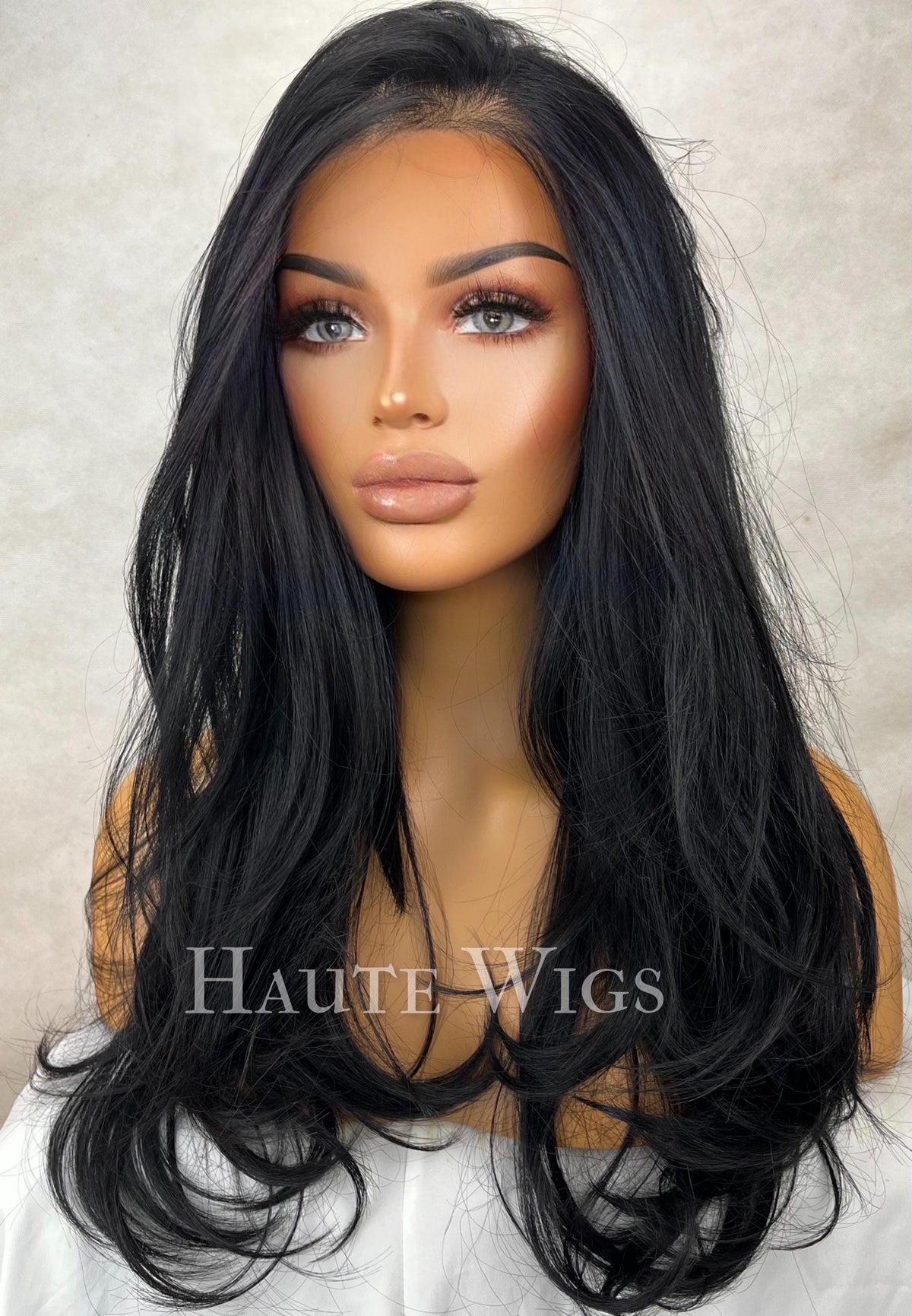 20 Inch Jet Black Straight Wig: Pre Plucked Swiss Lace Front