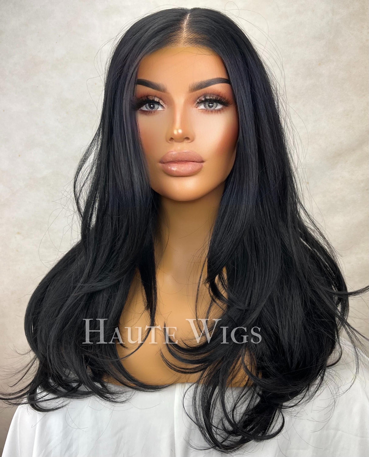 20 Inch Jet Black Straight Wig: Pre Plucked Swiss Lace Front