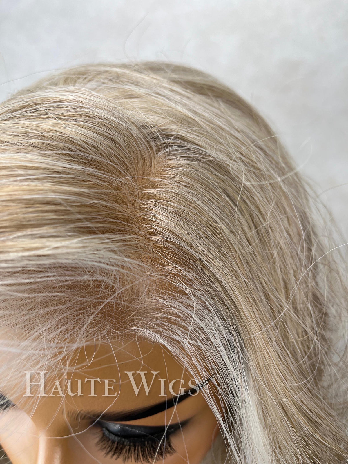 Iced Ash Blonde Wig: Wavy Lace Front Wig with Money Piece Highlights