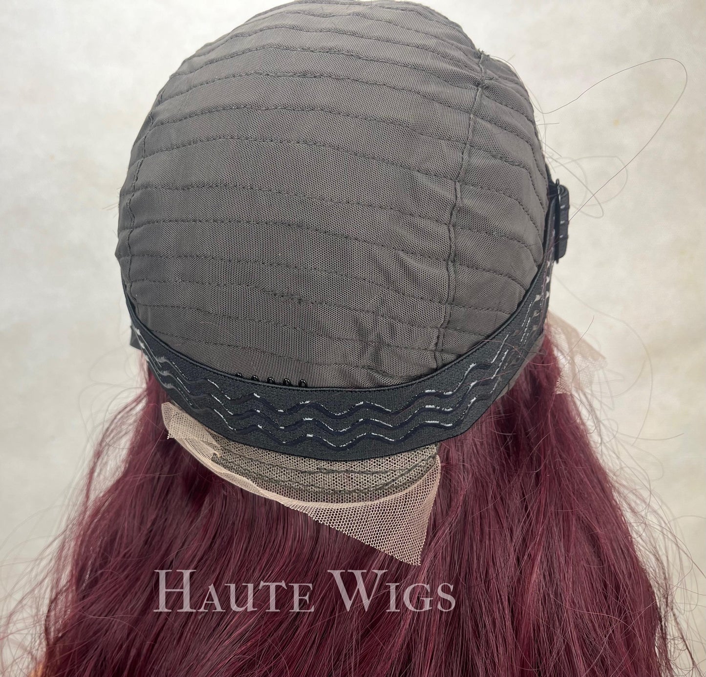 Raunchy - Free part 13x6 lace front 24 Inch Maroon Deep Red Wig Long wavy Womens Wig vegan friendly synthetic Haute Wigs Parting Realistic