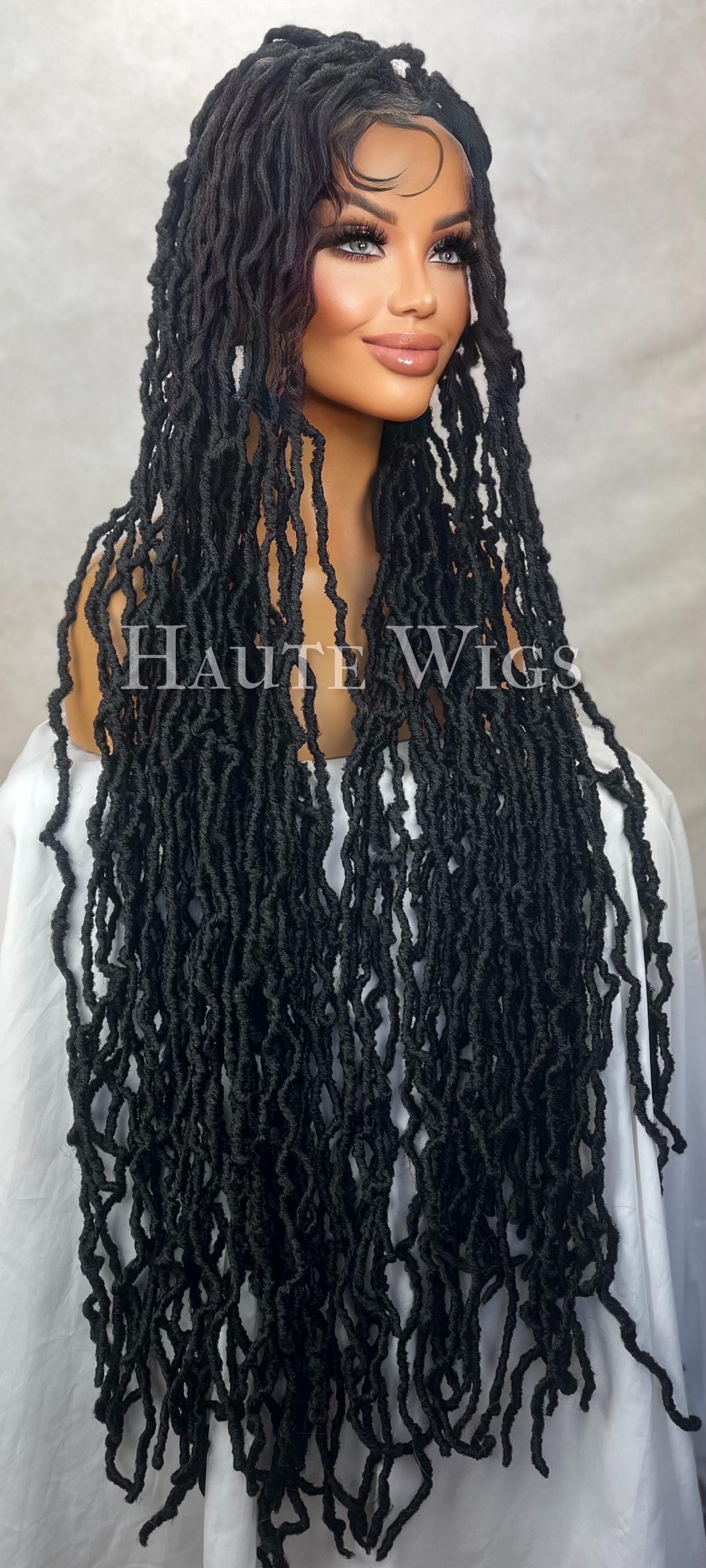 36 Inch Black Locs Wig: 360 Lace Front Dreadlock Wig