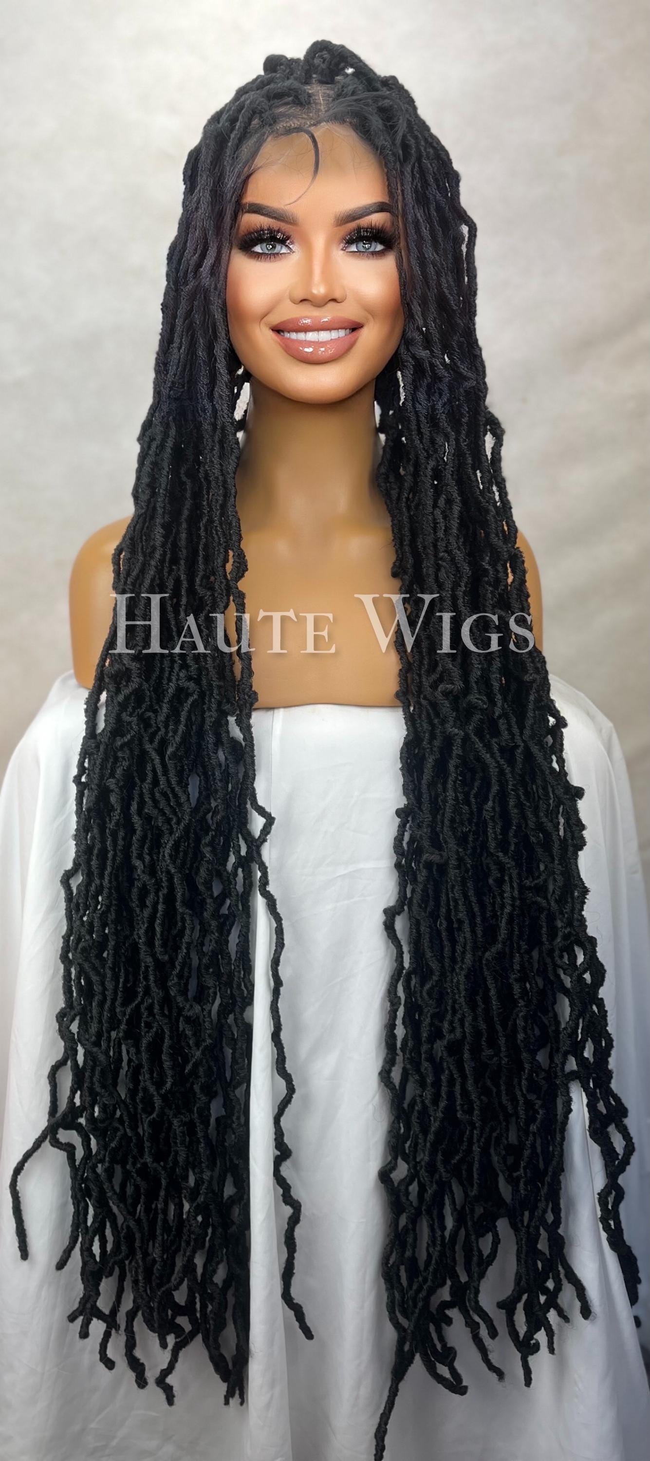 36 Inch Black Locs Wig: 360 Lace Front Dreadlock Wig
