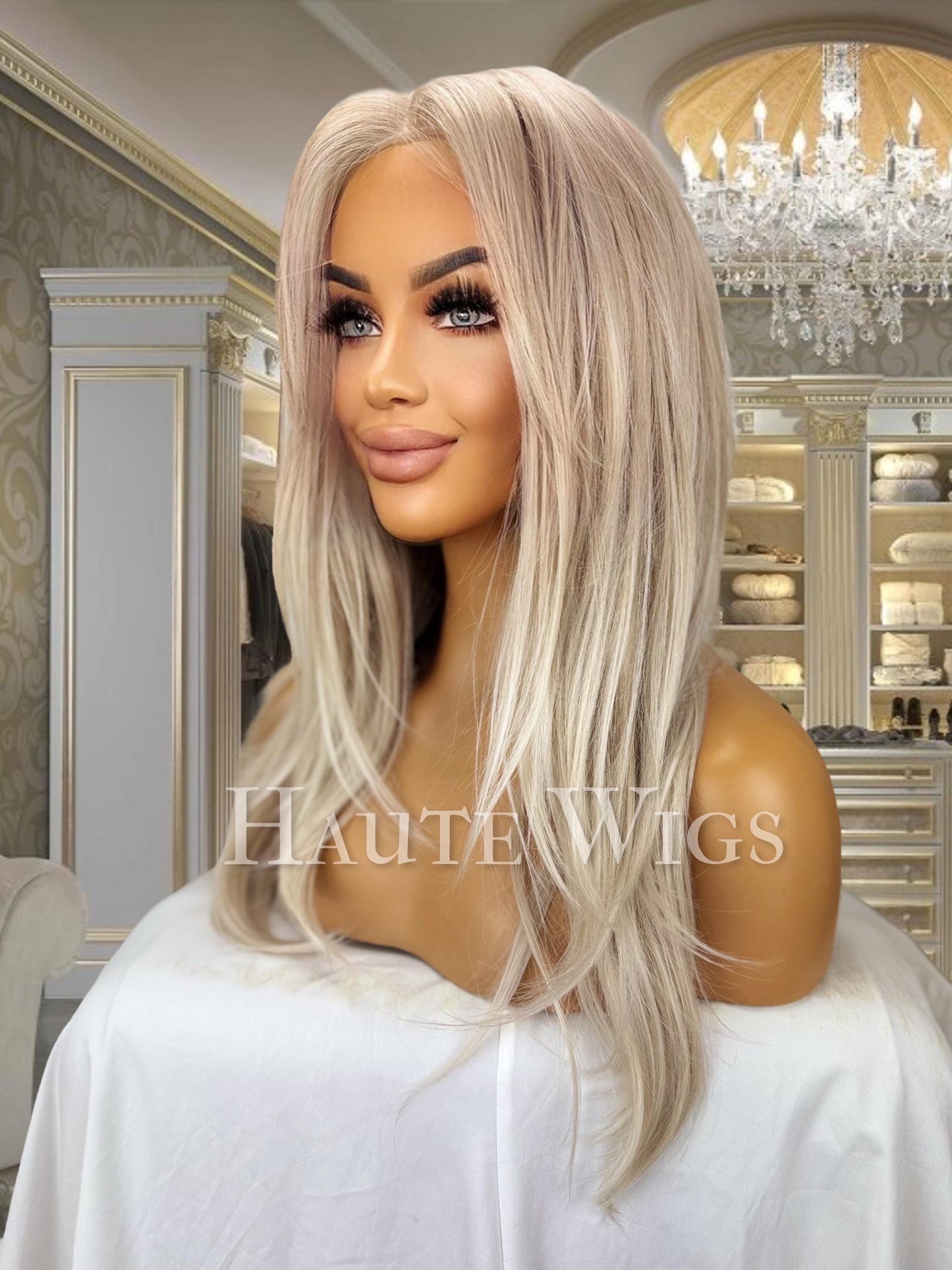 Ash Blonde Layered Lace Front Wig: 22" Heat Resistant Synthetic Hair