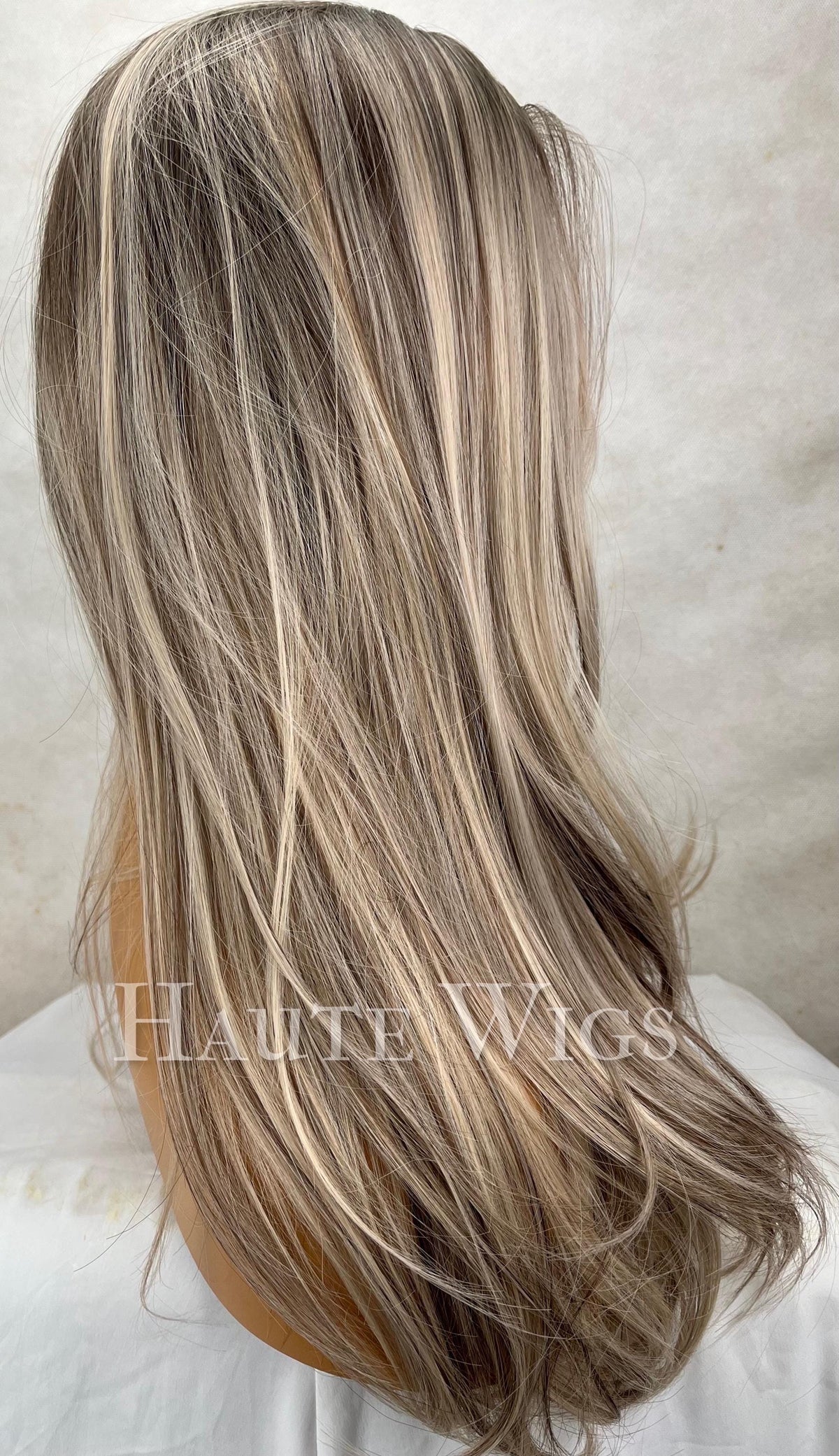 International beauty - 20 Inch Long Sexy Blonde Brown Wig Balayage Highlights Lowlights Womens Hair Lace Front Layered wavy straight haute