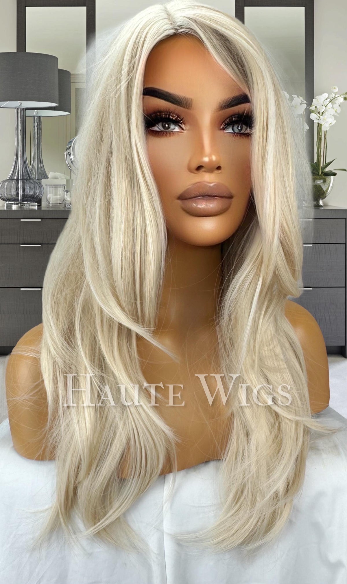 Blonde Straight Wig: 20 Inch Layered Heat-Resistant Synthetic Hair
