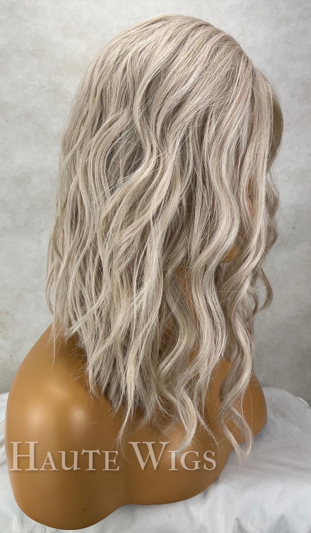 Platinum Ash Blonde Wig: Wavy Bob, HD Lace Front, Human Hair Blend