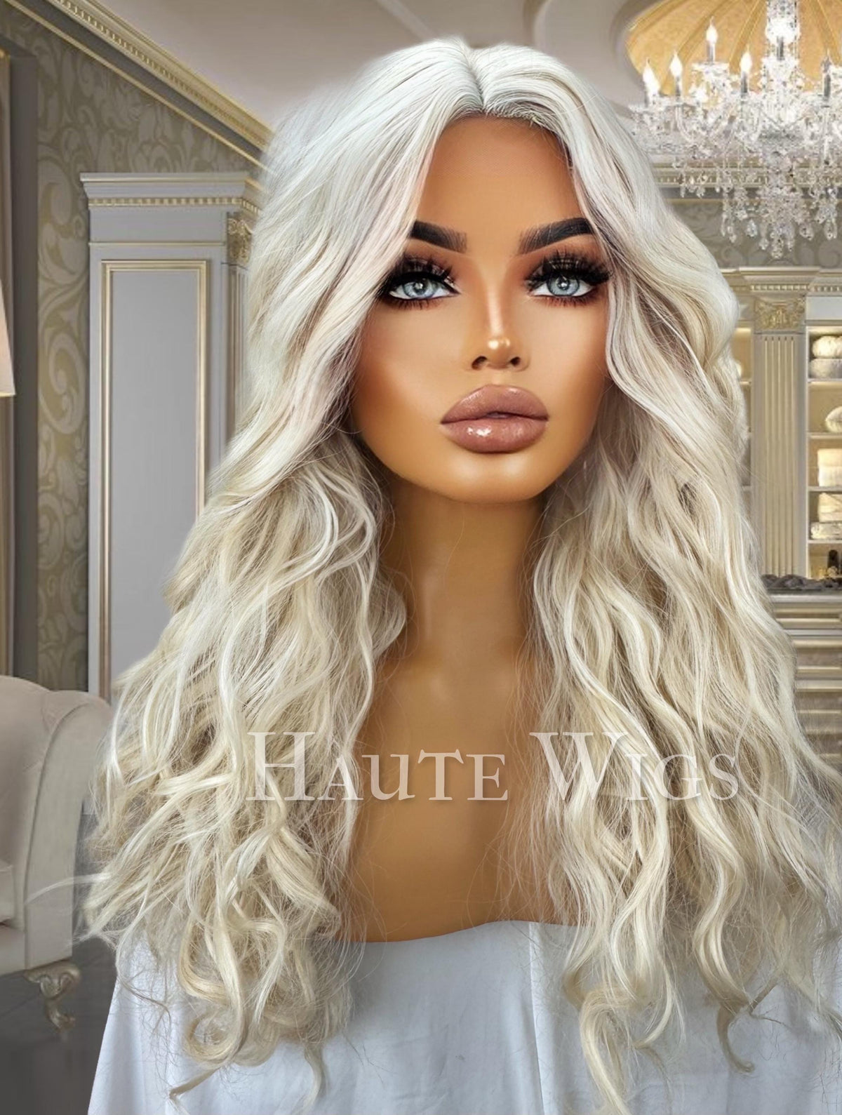 Platinum Blonde Wavy Wig: 22 Inch Heat Resistant Synthetic Hair
