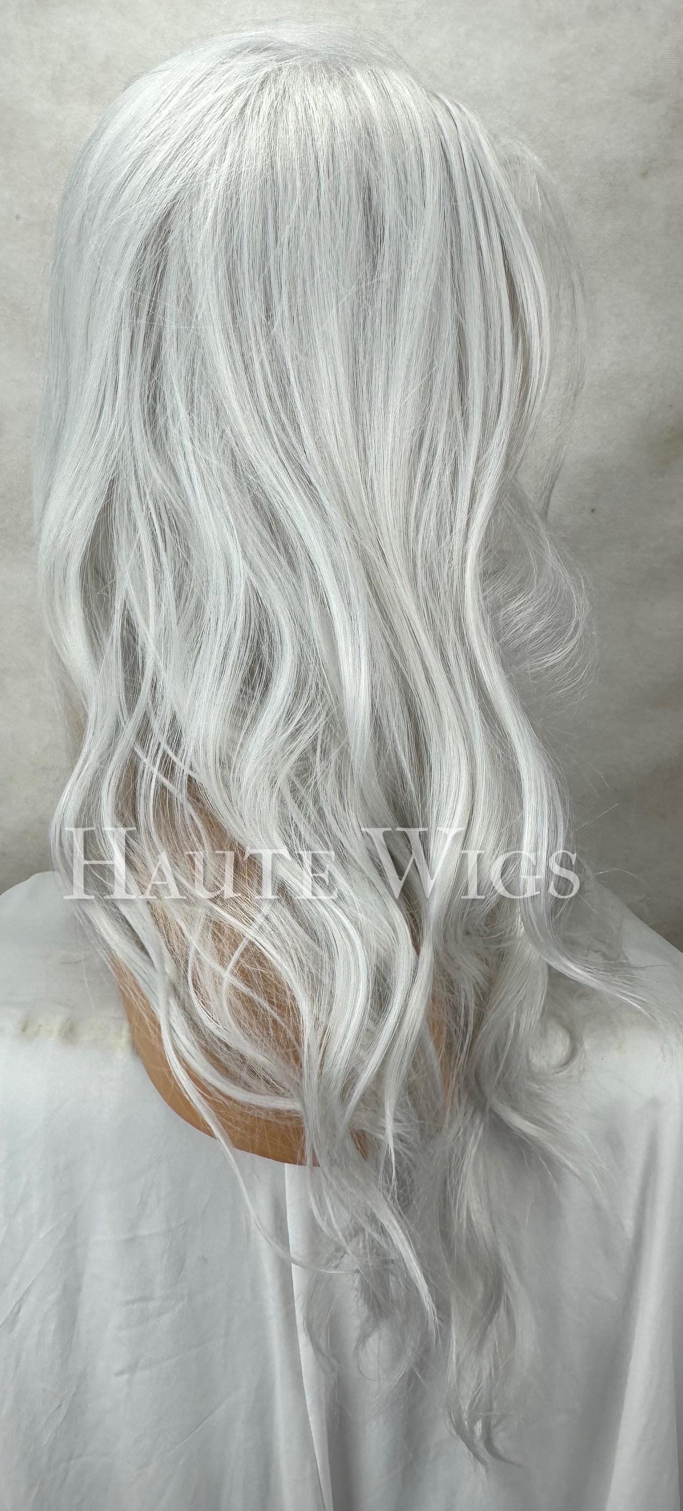 Platinum Blonde Wavy Wig: Ash Silver HD Lace Front, 26 Inch