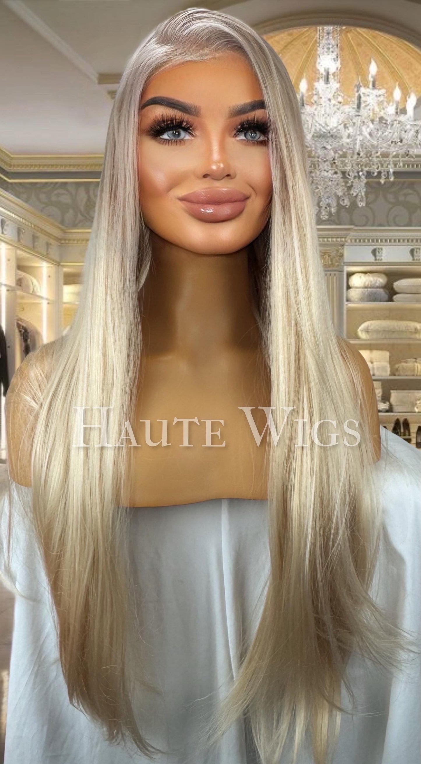 Ash Blonde Lace Front Wig: Heat Resistant, Pre-Plucked, Long Straight Hair