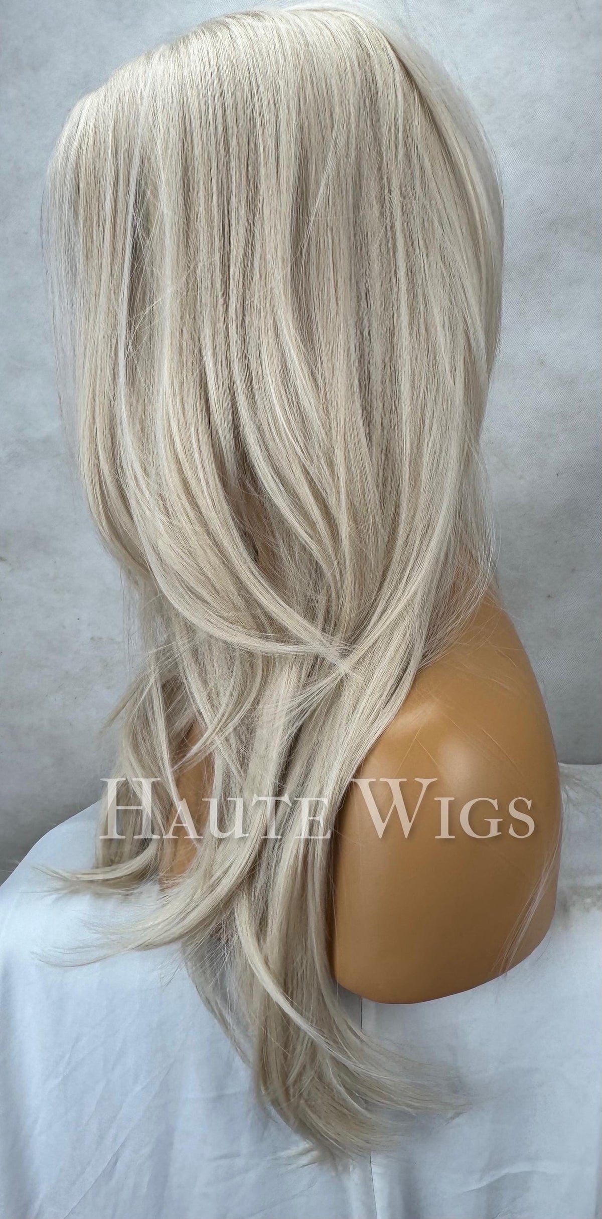Blonde Straight Wig: 20 Inch Layered Heat-Resistant Synthetic Hair