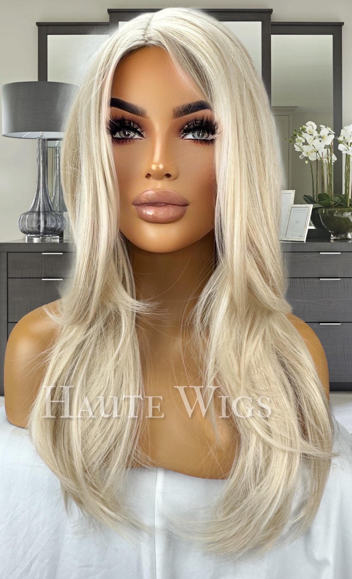Blonde Straight Wig: 20 Inch Layered Heat-Resistant Synthetic Hair