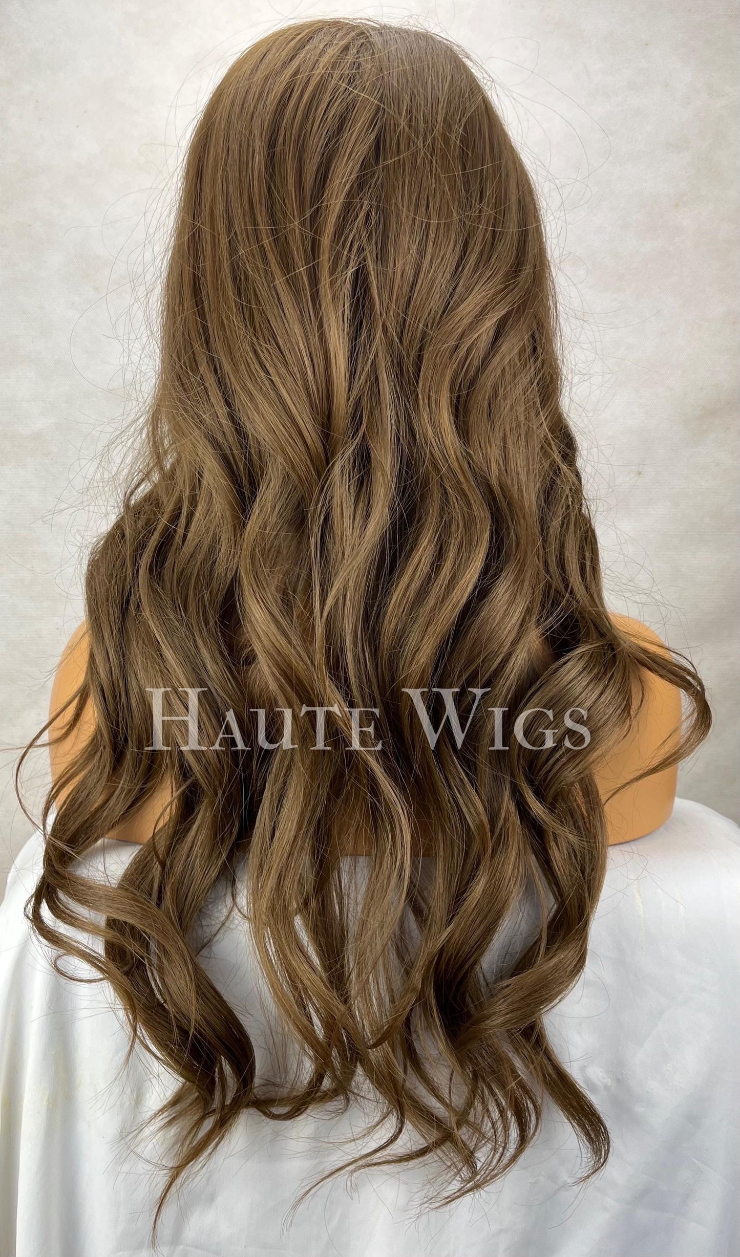 Free Part Natural Look Wig | Brown Large Lace Front Wig | Straight Human Hair Blend Synthetic Wig | Layered wavy