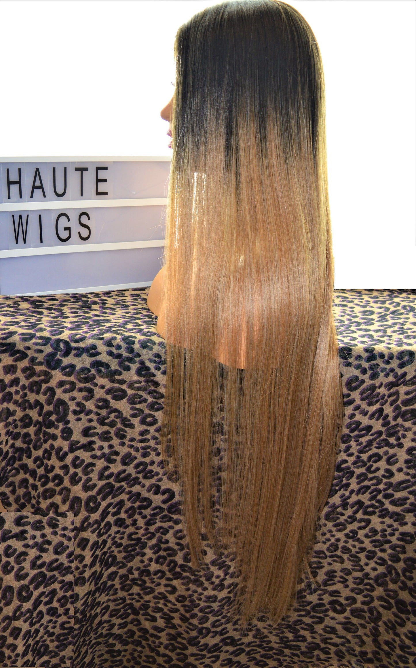 Valentina XXX Long 40 Inches Lace Front Straight Wig Ombre Black To Dark Blonde Human Hair
