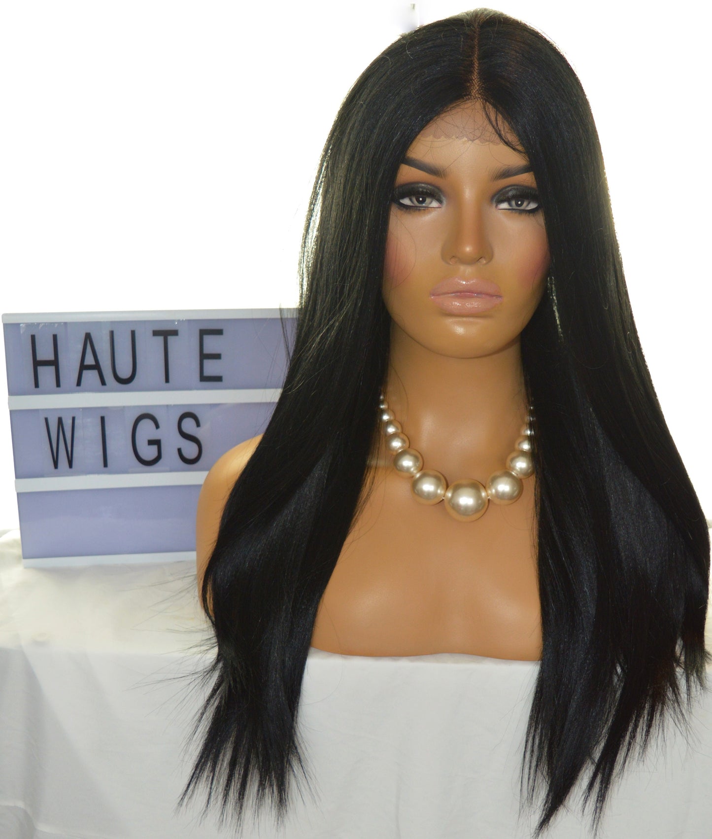 28 Inch Dark Black Wig Long Straight Thick High Density Womens Wig Human Hair Lace Front Wigs Realistic Beautiful Baby Hairs