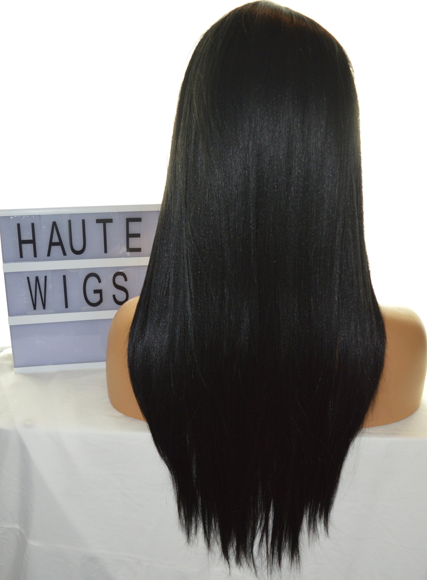 28 Inch Dark Black Wig Long Straight Thick High Density Womens Wig Human Hair Lace Front Wigs Realistic Beautiful Baby Hairs