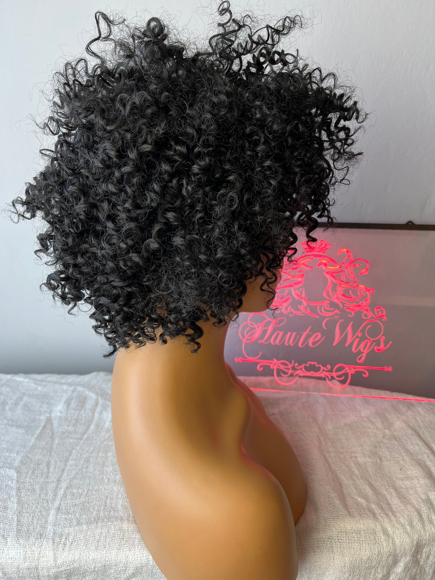 Fun Dark Black VERY Curly Wig | Water Waves | Jerry Curl | Vegan Synthetic | No Lace Front | Fancy Dress | Celebrity Spoof Wig