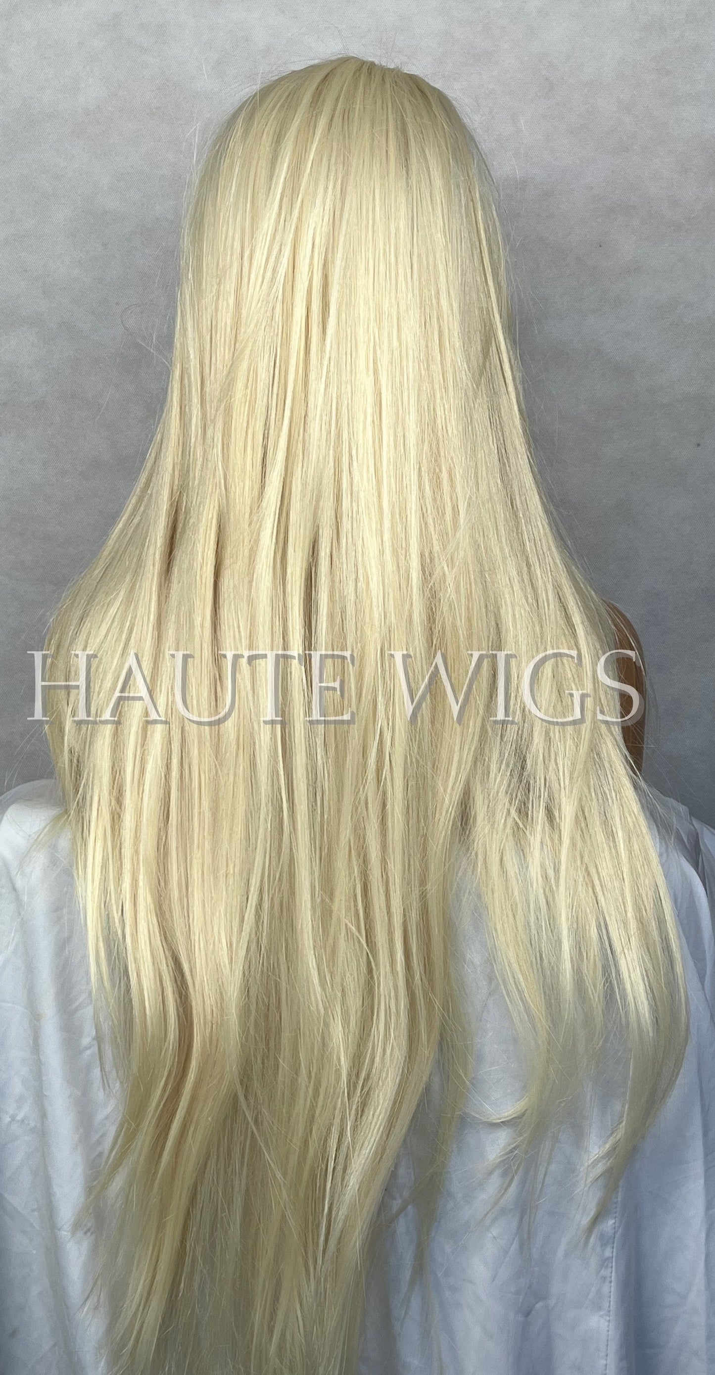 Sex Siren Blonde Wig Sexy Role Play Womens Long Layered Hair 613 Fringe Bangs Realistic Human Hair Blends Straight Ladies Wigs Gift