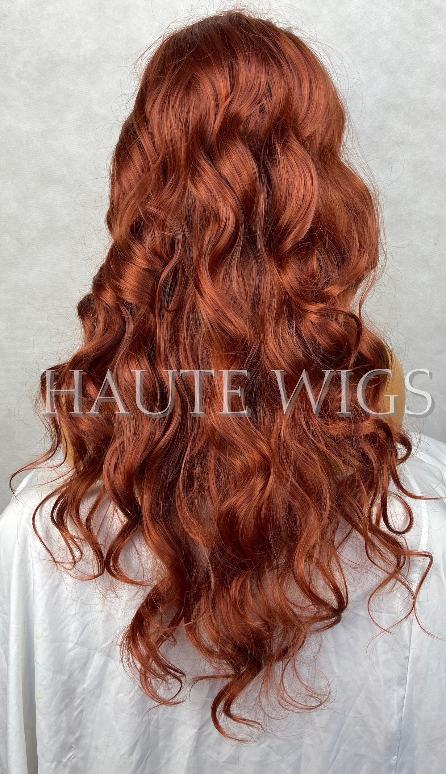 BEAUTIFUL Natural Auburn Wavy Wig Copper Ginger Womens Ladies Curly Wigs Synthetic Full thick Bouncy waves Lace Front Closure Center Parting