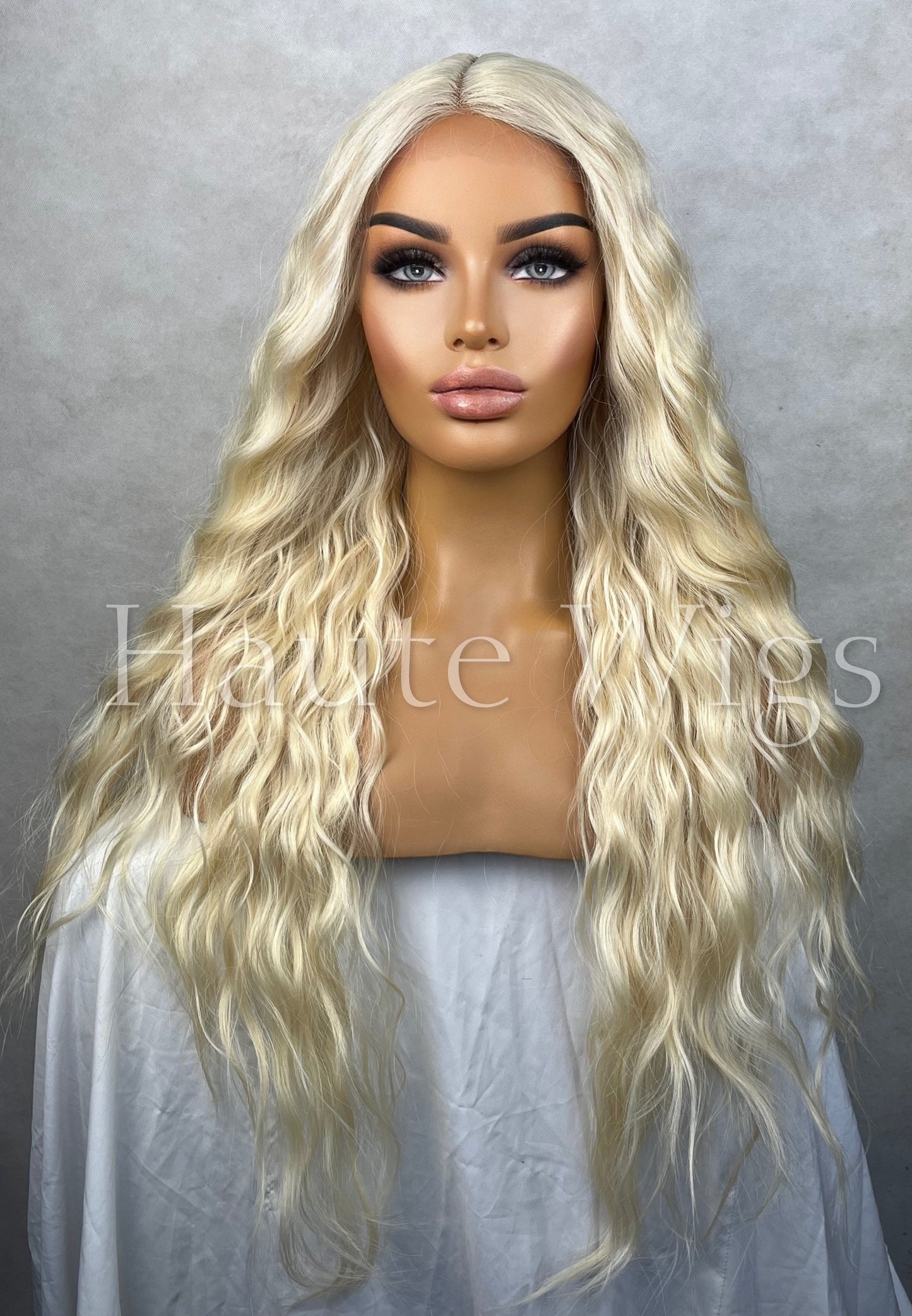 Wavy Ash Light Blonde 613 Wig T Part Lace Front Ice Platinum Peroxide Blonde Human Hair Synthetic Blends Gift For Her Realistic wigs