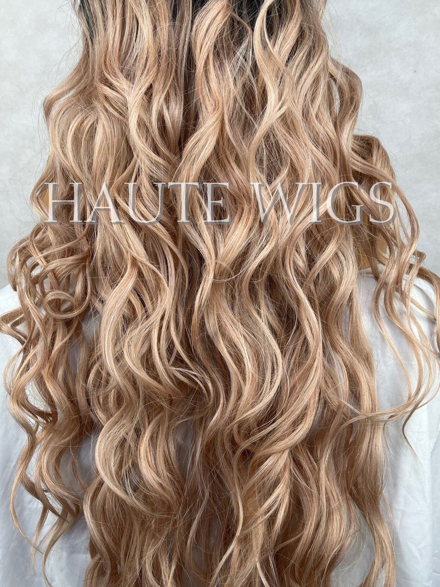 Rose Gold Light Pink Blonde Ombre Long 42 Inches Lace Front Human Hair Womens Wig Ladies Wavy Curly Luxury Baby Hairs Center Parting