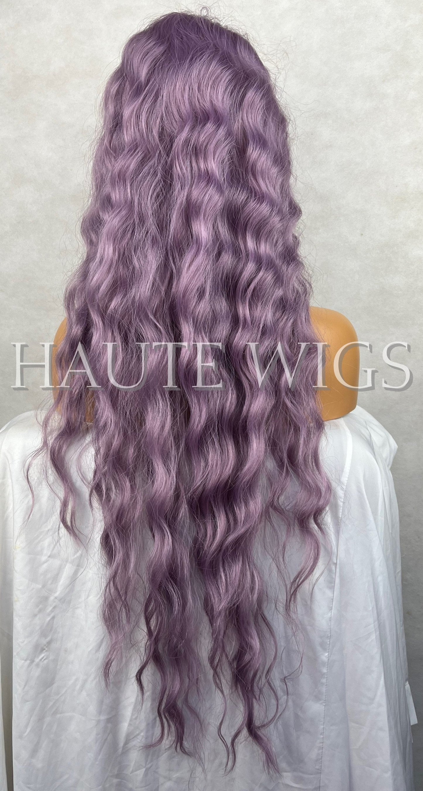 Unicorn Hair Lilac Light Purple Violet Wig Long Wavy Layered With Bangs Fringe Haute Wigs Ladies Womens Wigs Gift For Her Human Hair Blends