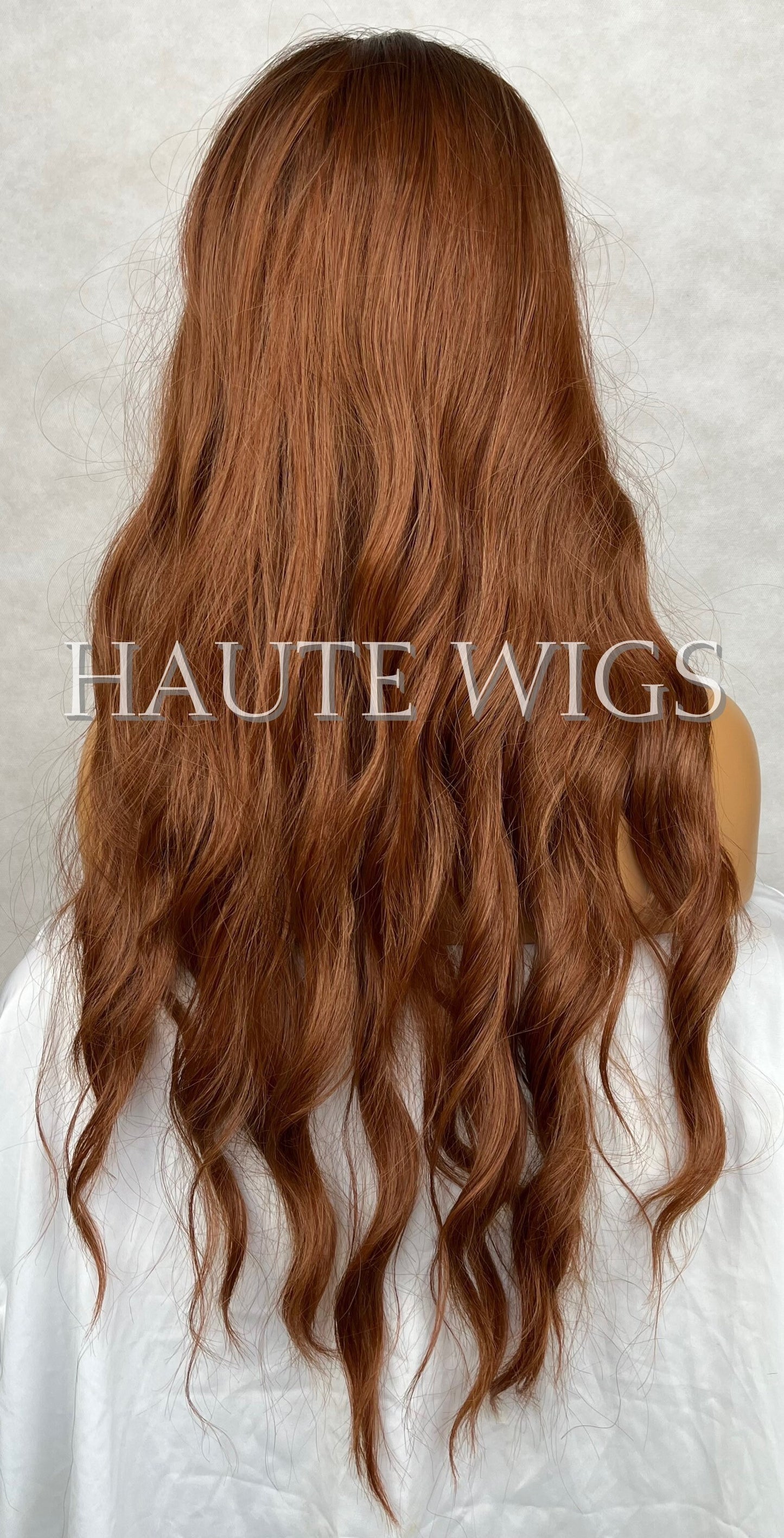 Brown Auburn Copper Tones Wig With Bangs / Fringe Long Deep Golden Ginger Brown Layered Silky Wavy Curly Ladies Womens Wigs No Lace Front