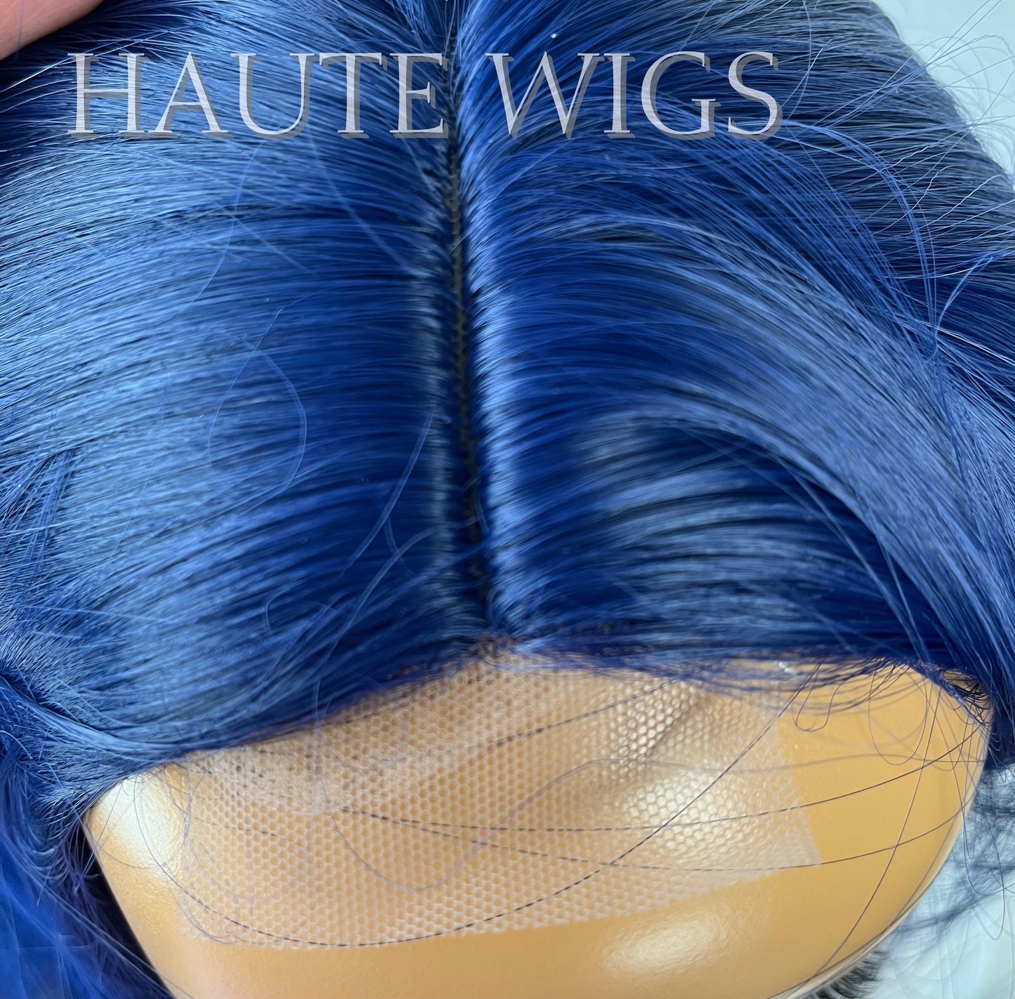 Poison V3 straight small Lace Front Closure Womens Wig Ladies Deep Night Sea Blue Haute Wigs Center Parting realistic Density gift for her