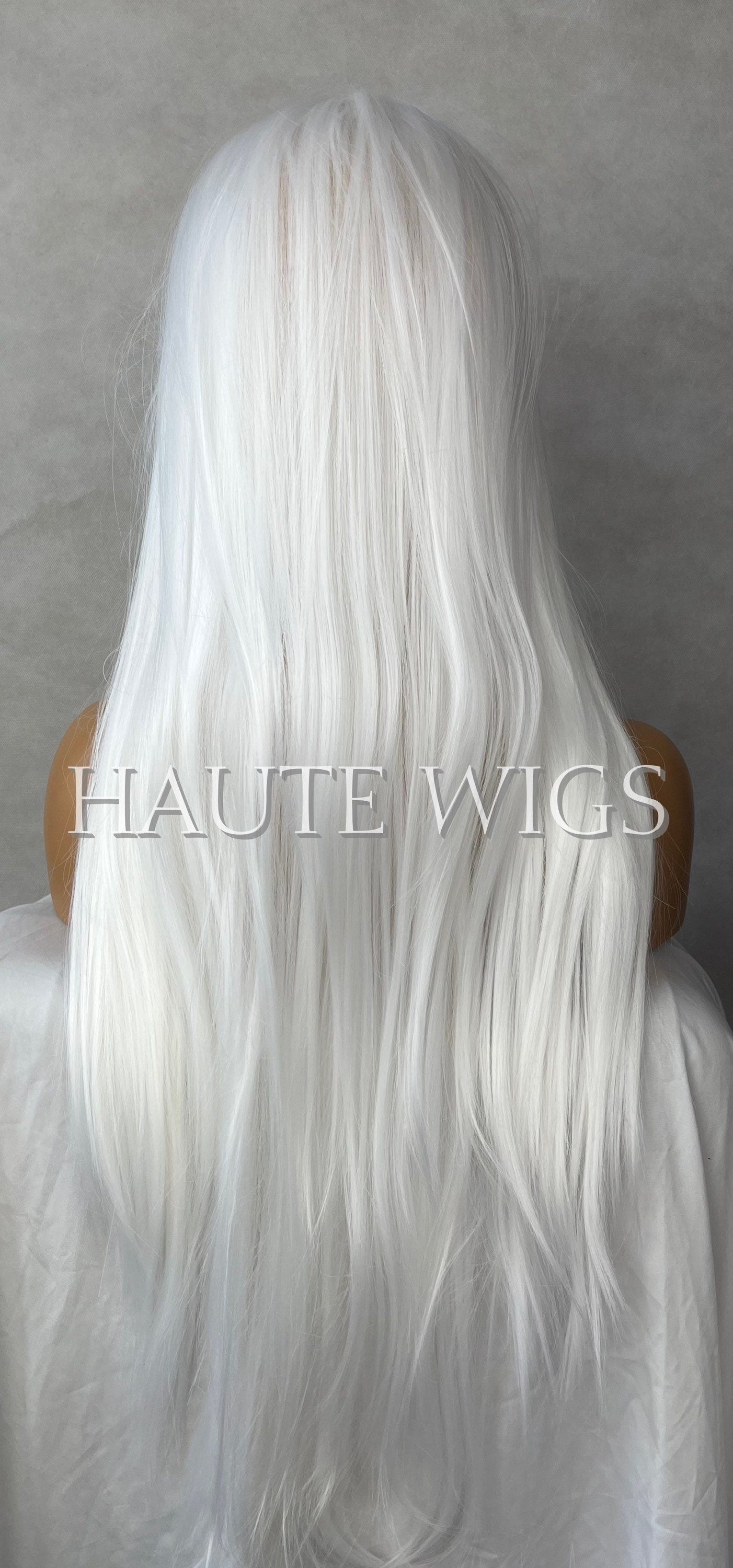 SNOW WHITE Light Platinum White Hair Blonde Womens Long Wig Lace Front Realistic Synthetic Wig Vegan Straight Ladies Wig Gift