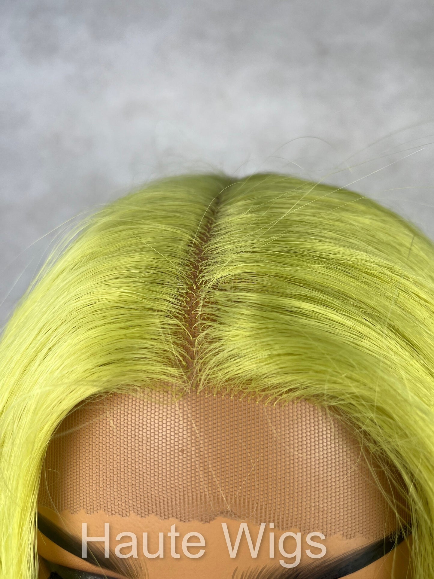 XXXL 40 Inch Lemon Neon Green Yellow RARE Wig Lace Front Long Straight Human Hair Blends Wigs Ladies Eye Catching