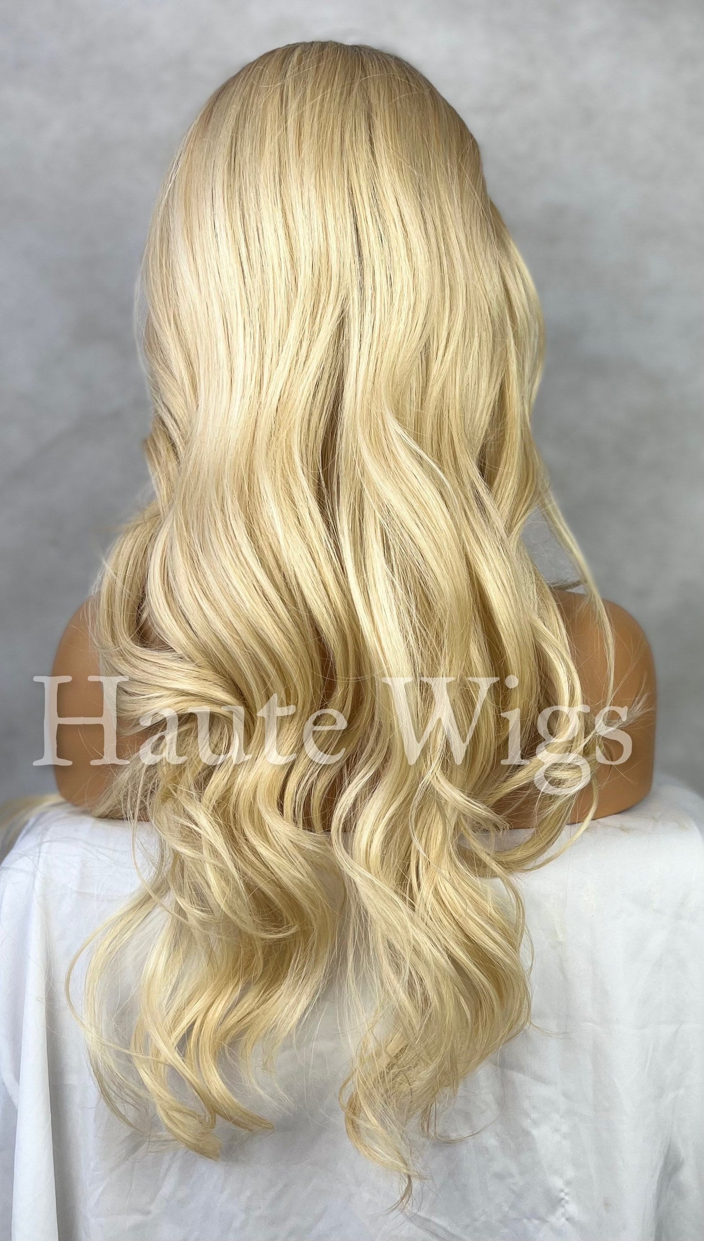 Sugar Honey 22 inch Wavy Natural Light Blonde Wig ombré Womens Long Wig NO Lace Front Realistic Human hair blends Ladies Haute wigs