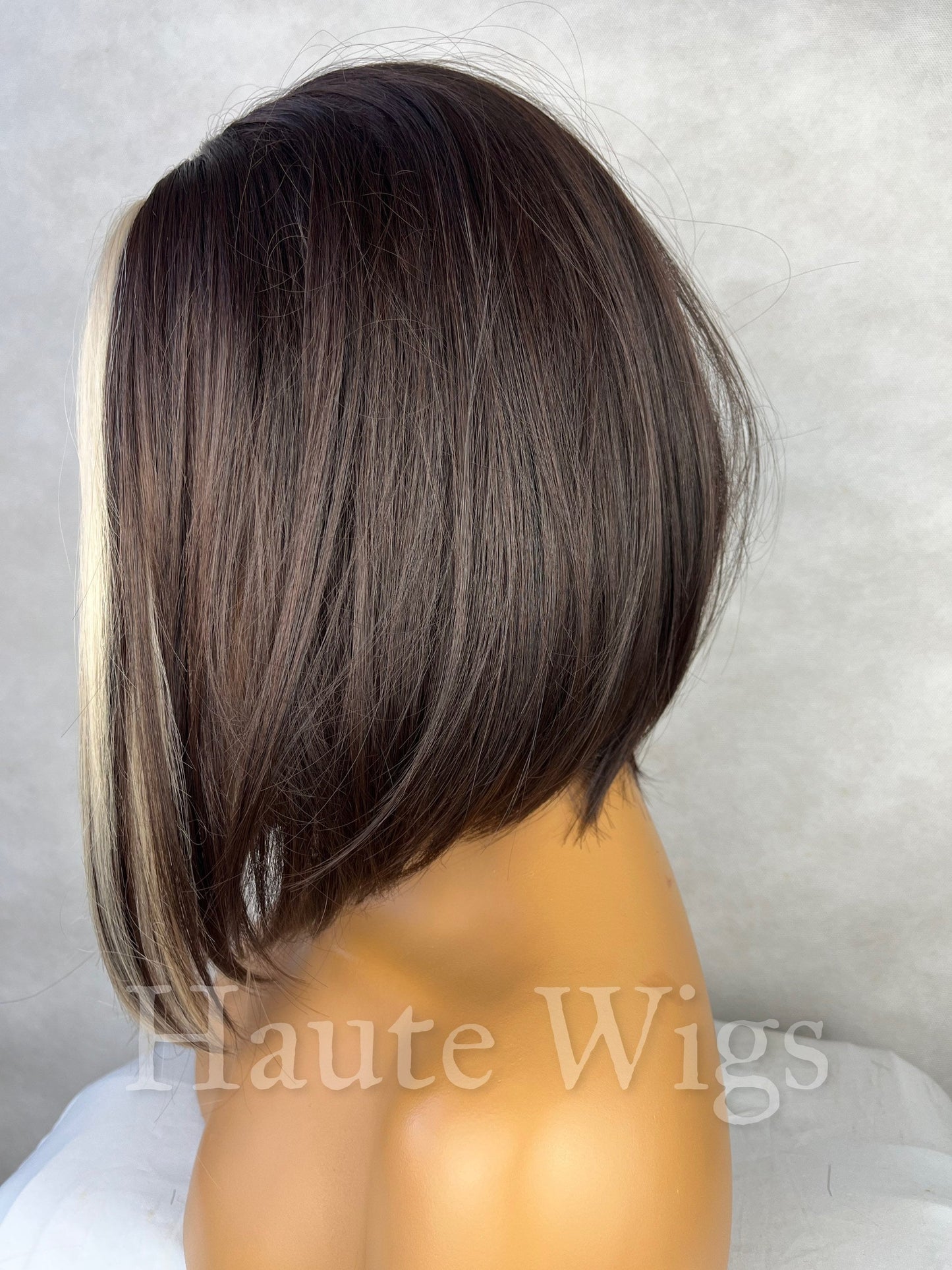 SmackDown 14 inch Dark Brown Black & Blonde Money Piece Wig Streaks Highlights Hair emo Gift for her goth Role Play or Everyday Haute wigs