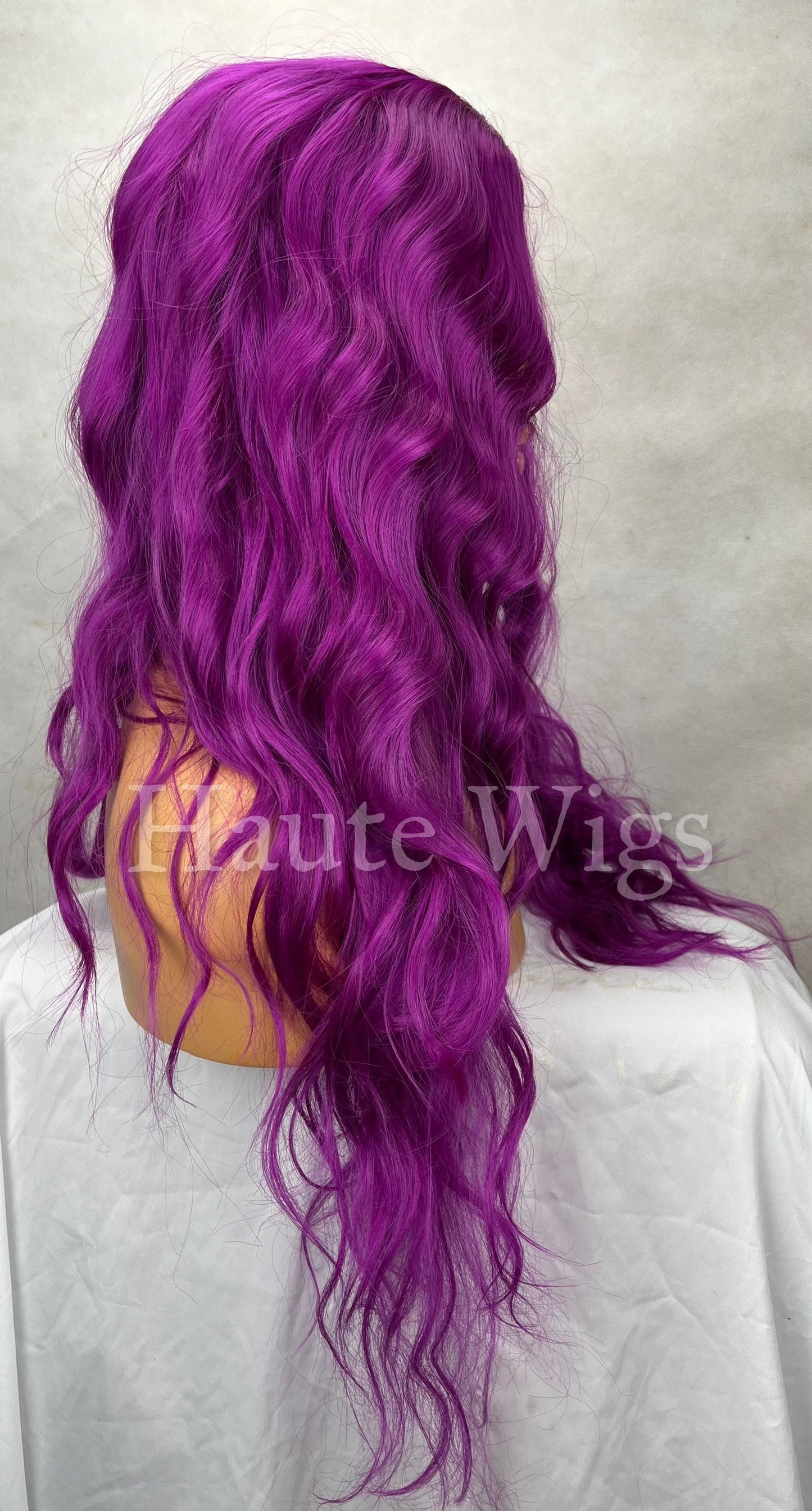 Deep Magenta - 24 Inch Neon purple Pink RARE No lace front Wig Long Wavy Curly Wigs Ladies Eye Catching haute wigs role play