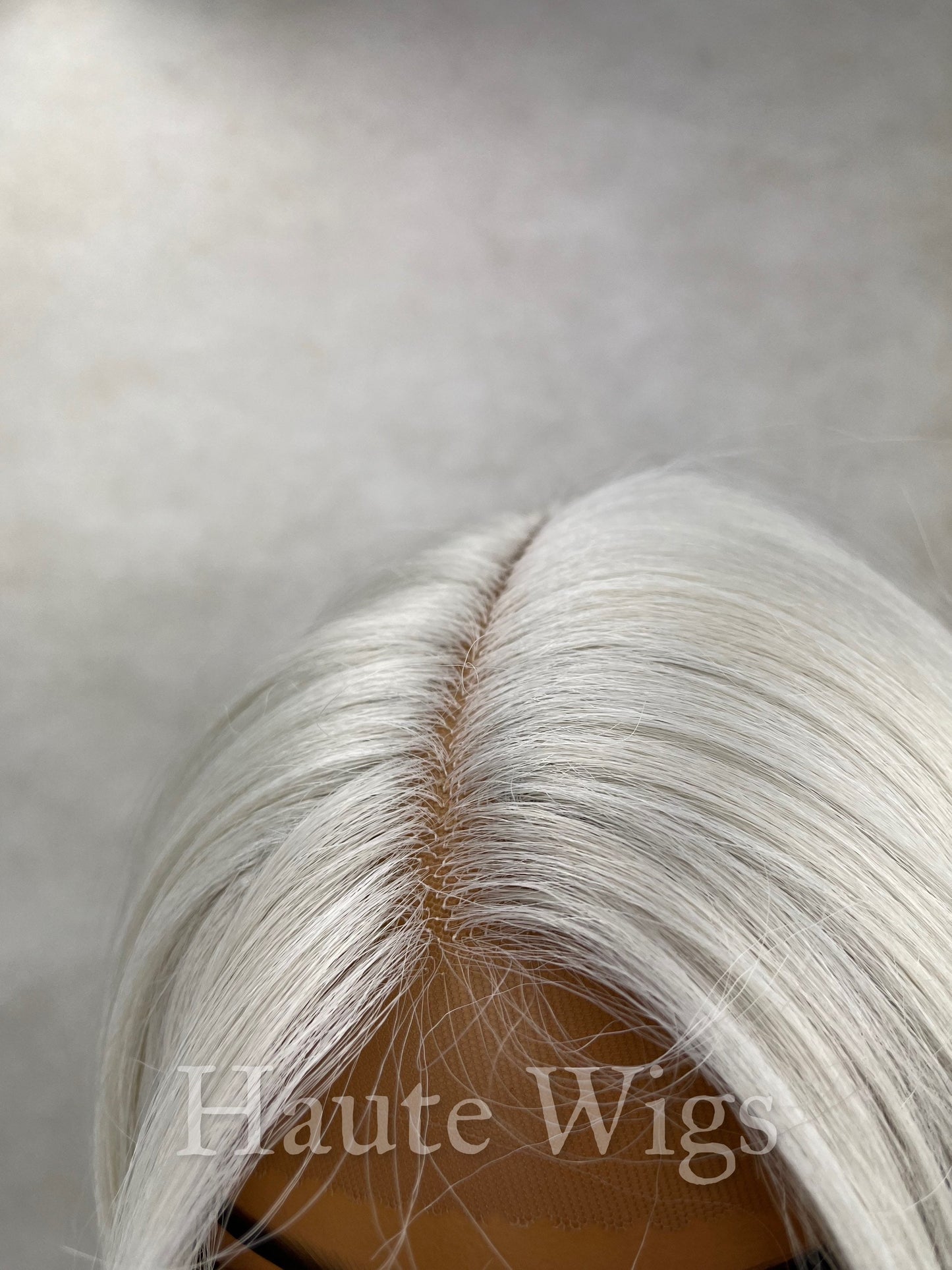 Laguna - Short Ash White Platinum Blonde BOB 12 inch Wig Straight Center Parting Low Density Lace Front human hair blends Haute Wigs gift