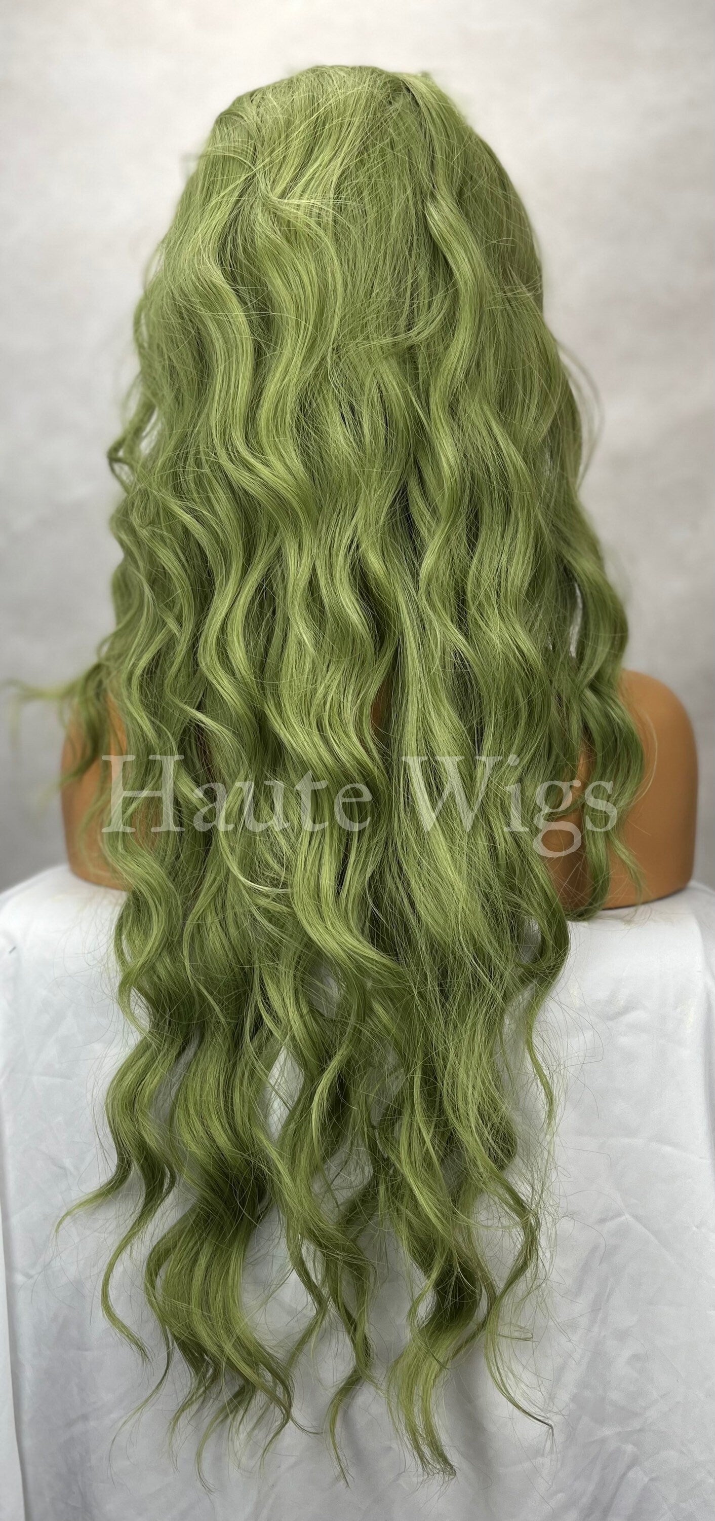 Envy - Moss Medium Green Hair Wig 24 Inch Long Wavy NO Lace Front Womens Ladies Everyday Gift for her haute wigs role play