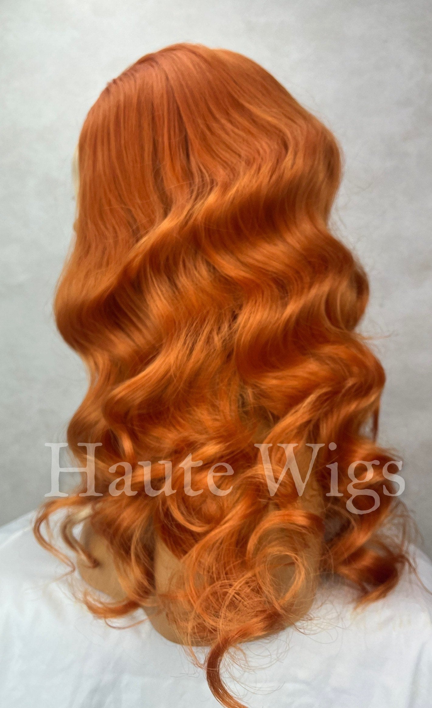 Orange Soda - Orange Wig With Platinum White blonde highlights money piece Lace Front Vegan Womens Ladies Center Parting wavy