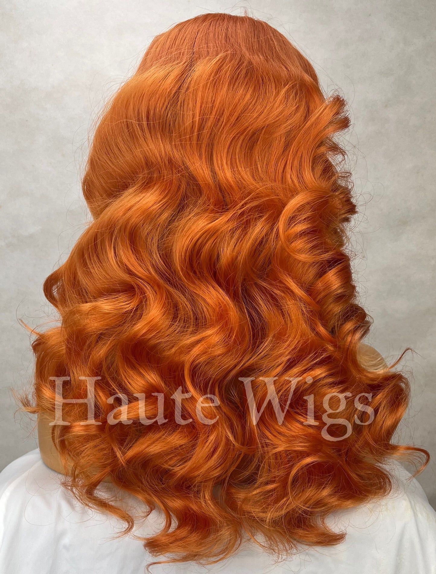 Orange Soda - Orange Wig With Platinum White blonde highlights money piece Lace Front Vegan Womens Ladies Center Parting wavy