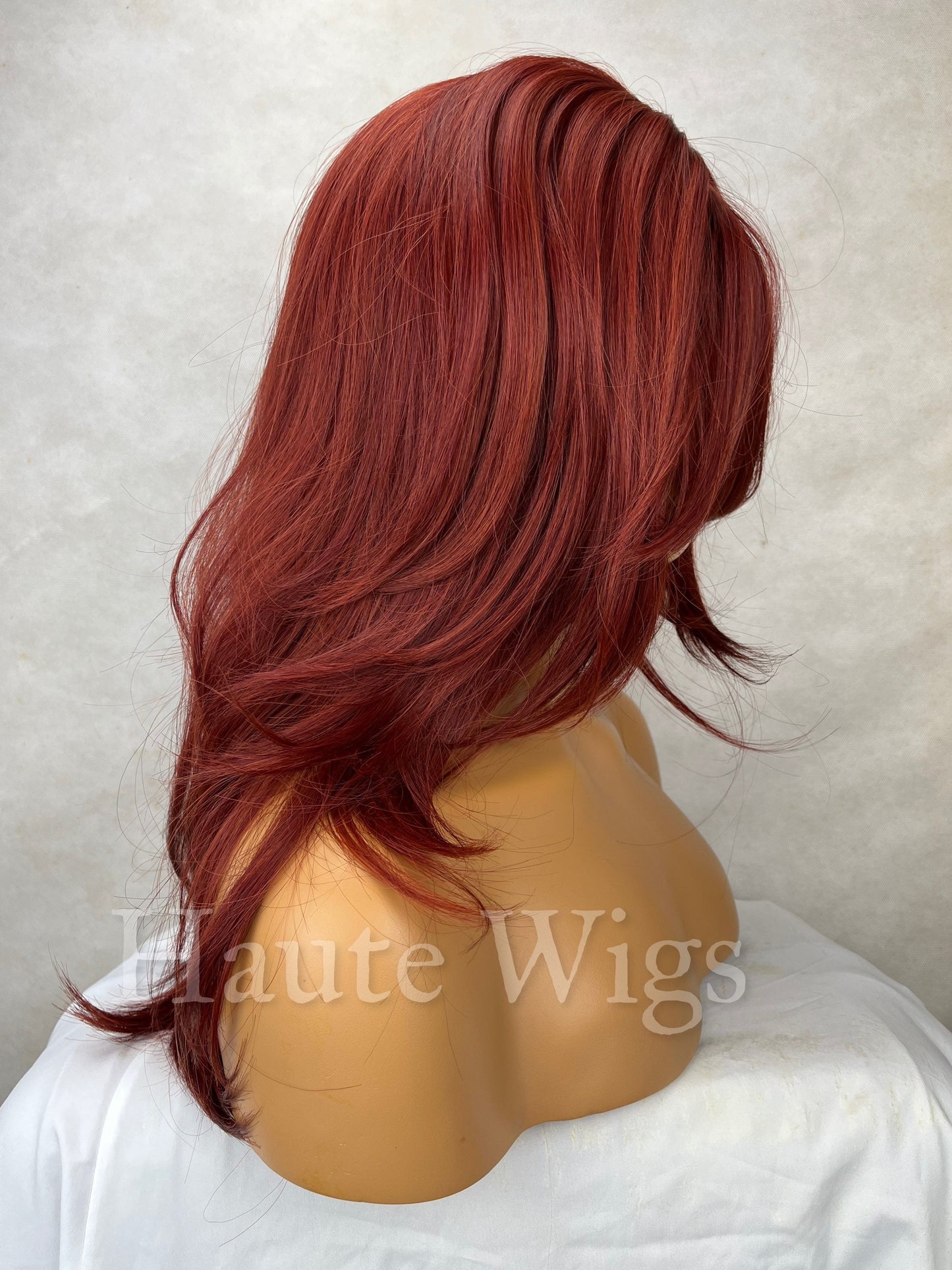 Waterloo Sunset - Red Copper Wig With Bangs / Fringe Long Ginger Auburn Layered Silky Wavy Ladies Womens Wigs No Lace Front haute wigs