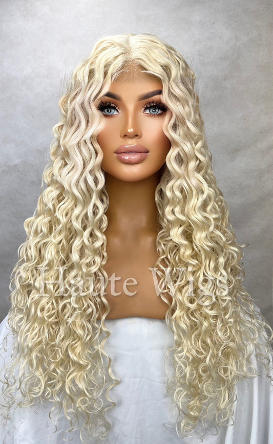 Bold & Beautiful - 613 Light Blonde Wig Lace Front Human Hair Curly Deep Body Wave Wigs Wet Wavy Brazilian Haute wigs